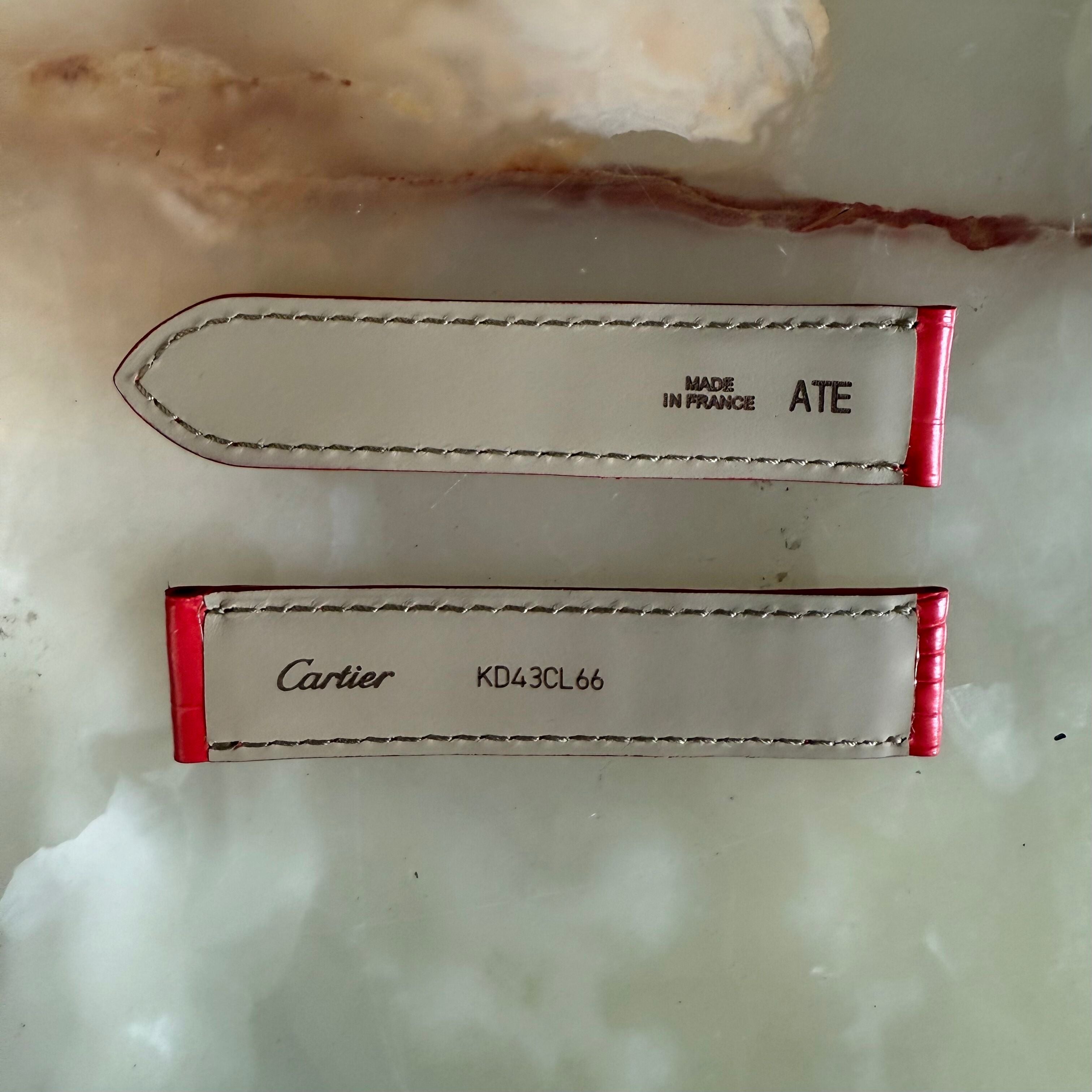 Authentic Cartier Red Alligator Watch Strap Band 19mm KD43CL66