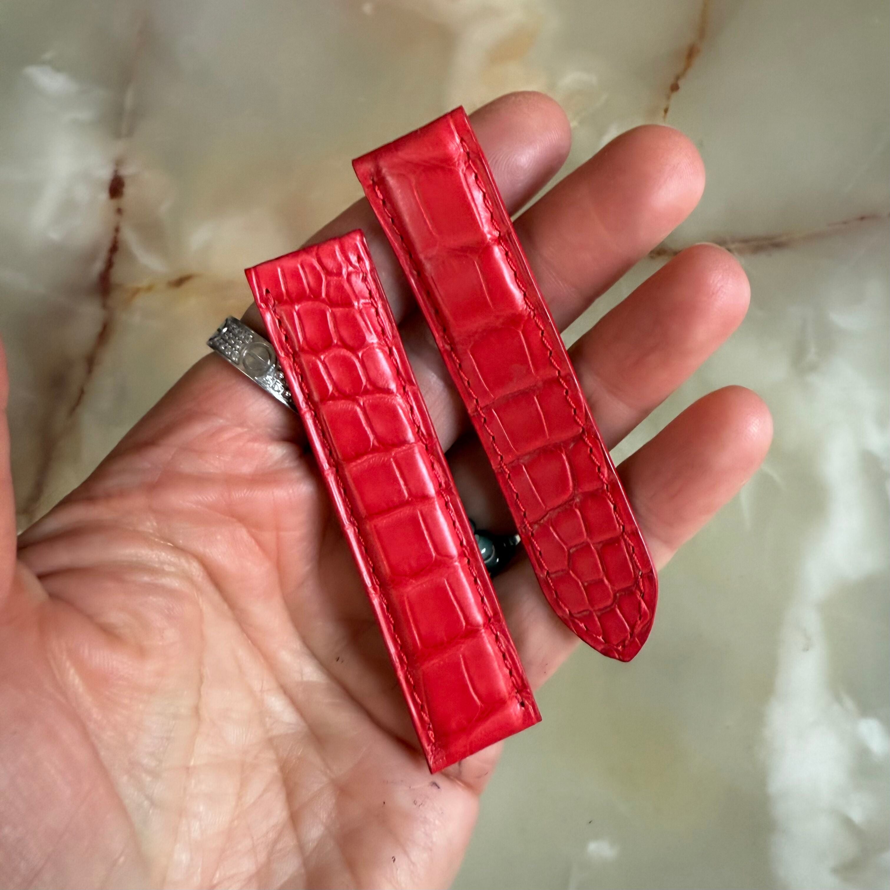Authentic Cartier Red Alligator Watch Strap Band 19mm KD43CL66