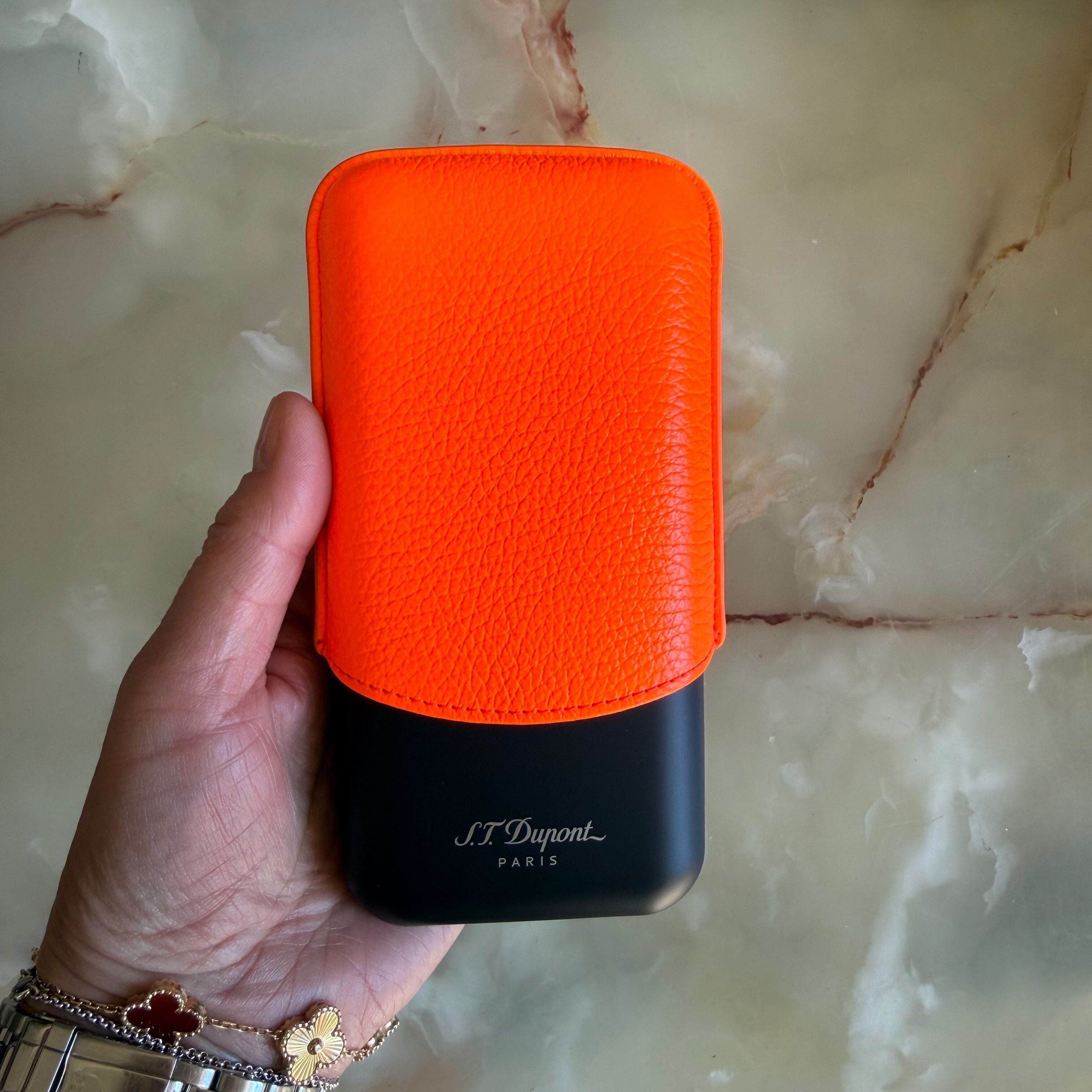 S.T. Dupont Fluo Neon Orange 3 Cigar Case 183419