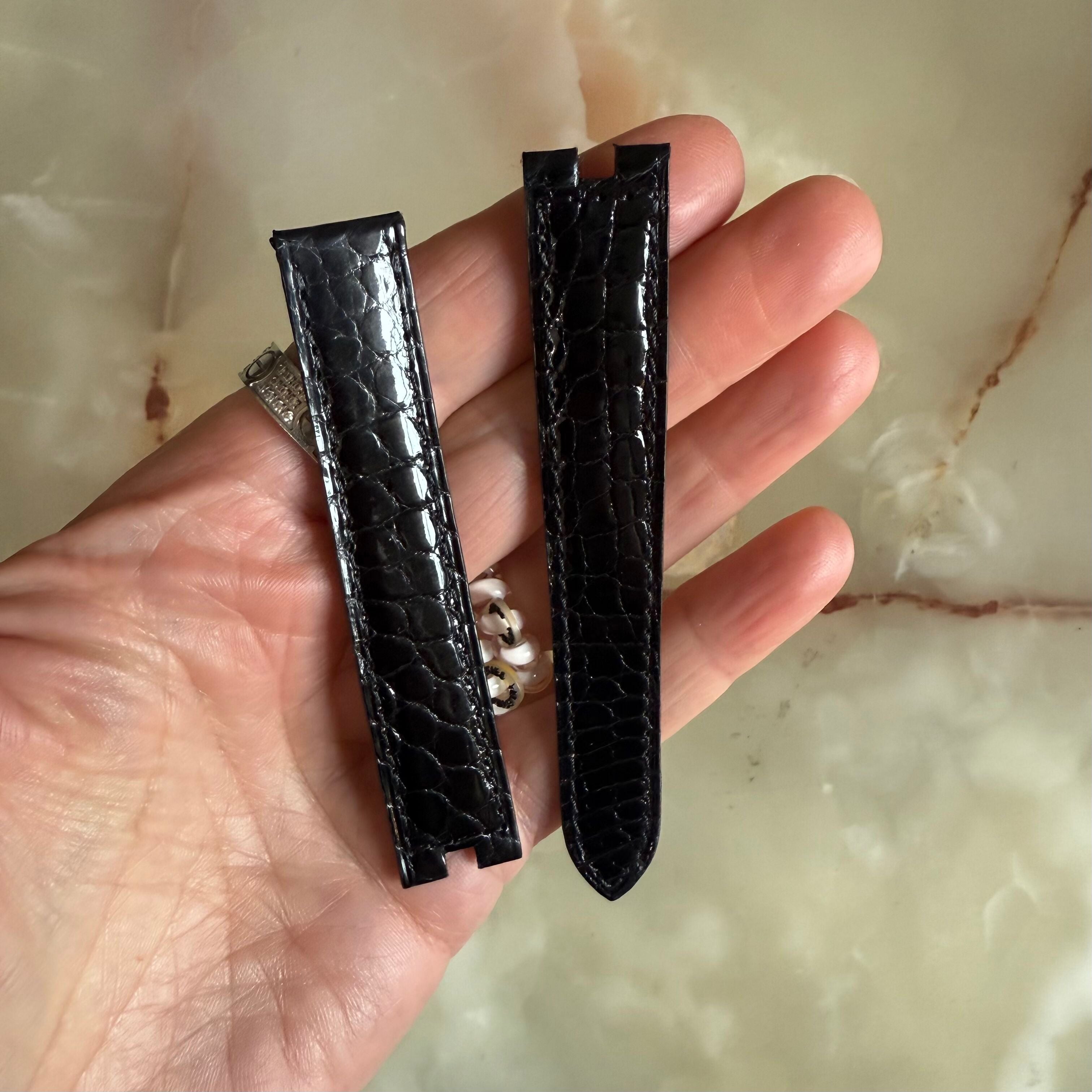 Authentic Cartier Baignoire Black Alligator Watch Strap Band 16mm KD05EE33