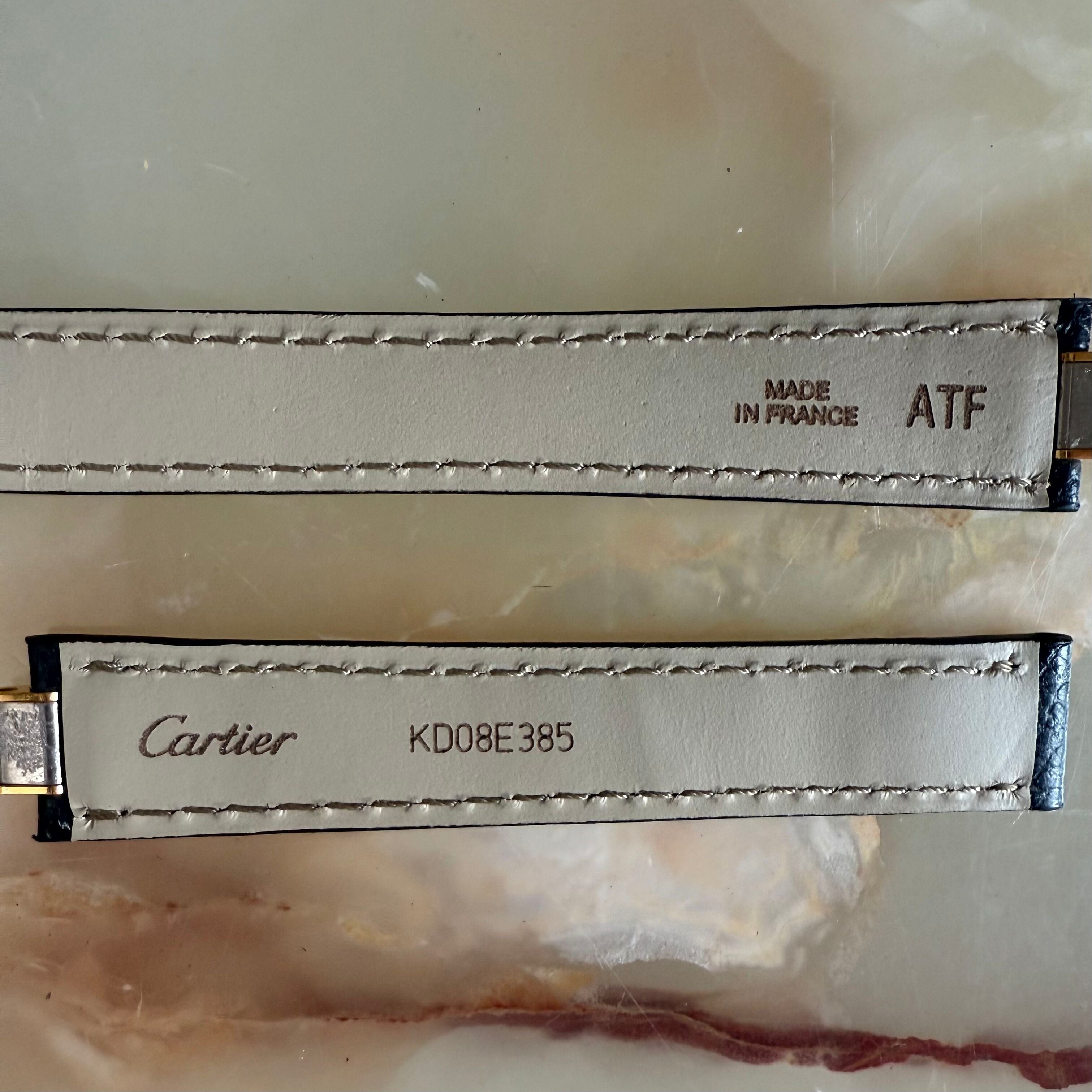 Authentic Cartier 21 Must De Cartier Black Leather Watch Strap Band 16mm KD08E385