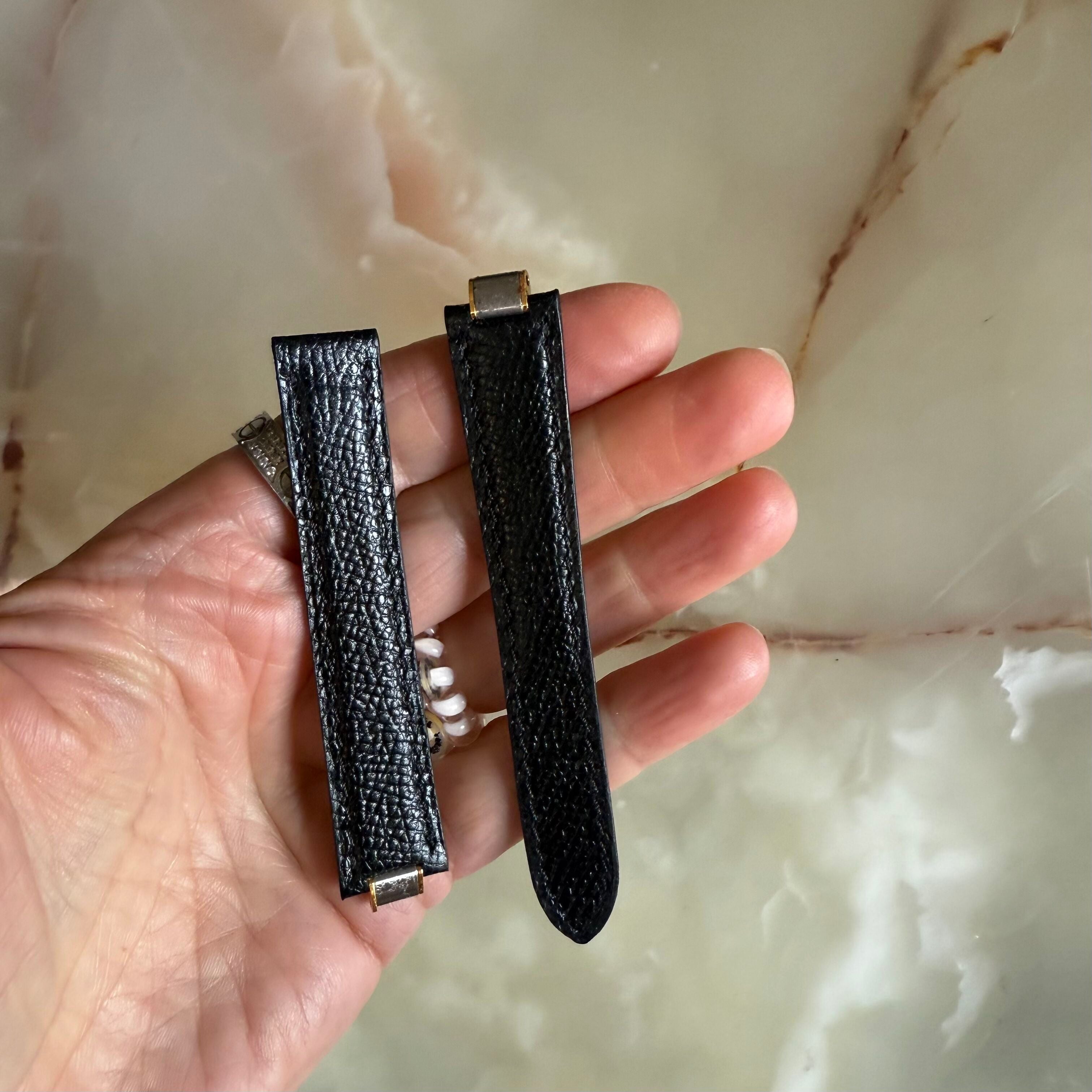 Authentic Cartier 21 Must De Cartier Black Leather Watch Strap Band 16mm KD08E385