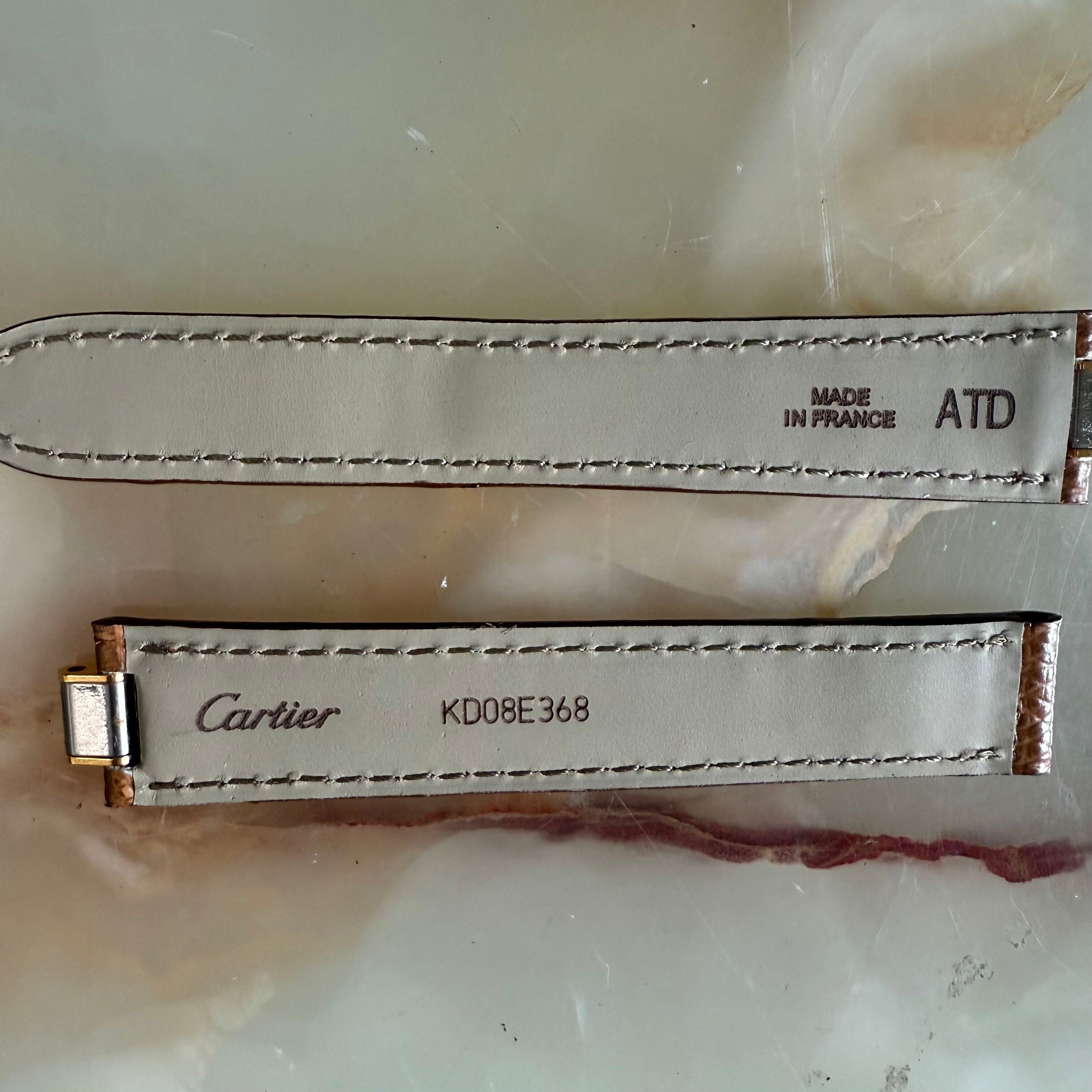 Authentic Cartier 21 Must De Cartier Brown Leather Watch Strap Band 16mm KD08E368