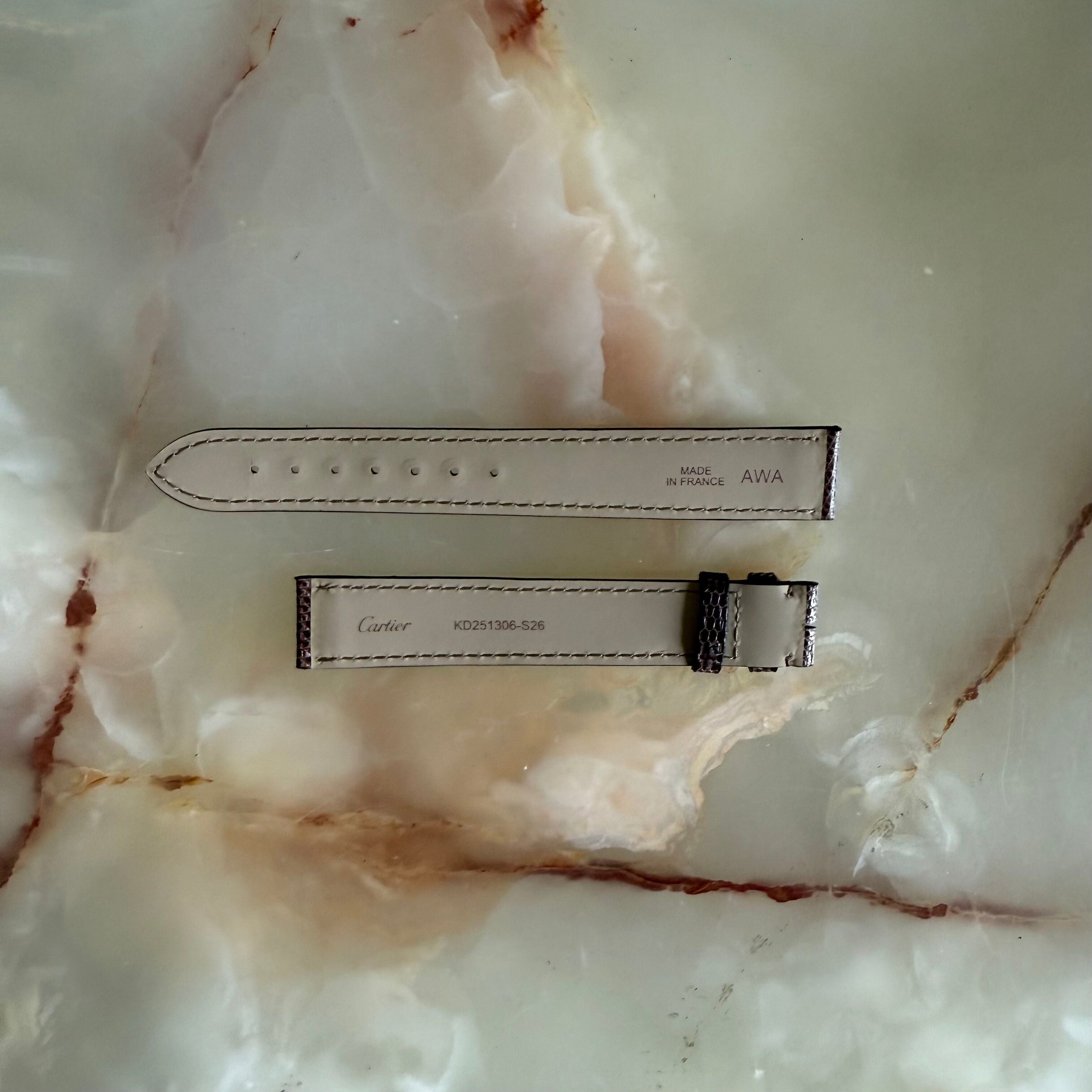 Authentic Cartier Brown Lizard Watch Strap Band 18mm KD251306-S26