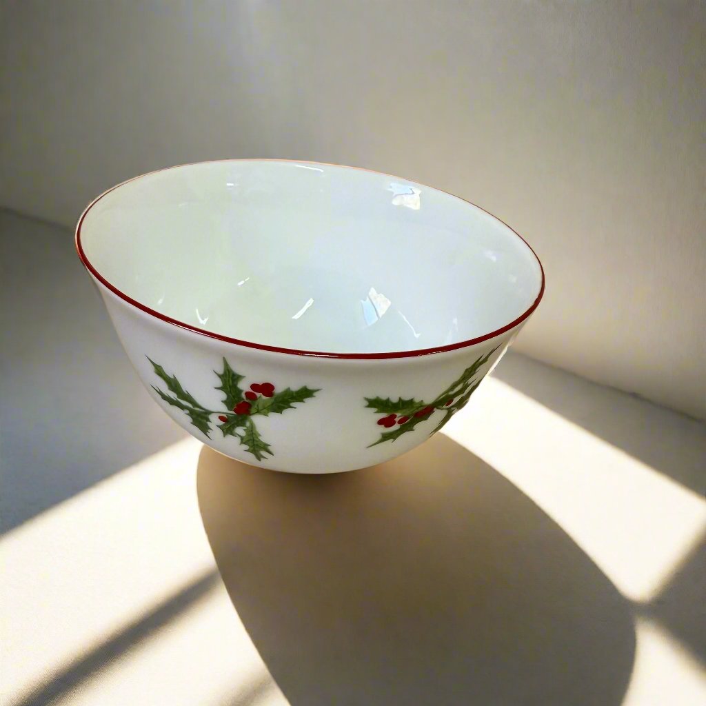 Richard Ginori Holly Berry Christmas Holiday Rice Bowl Saucer Set 006987317035