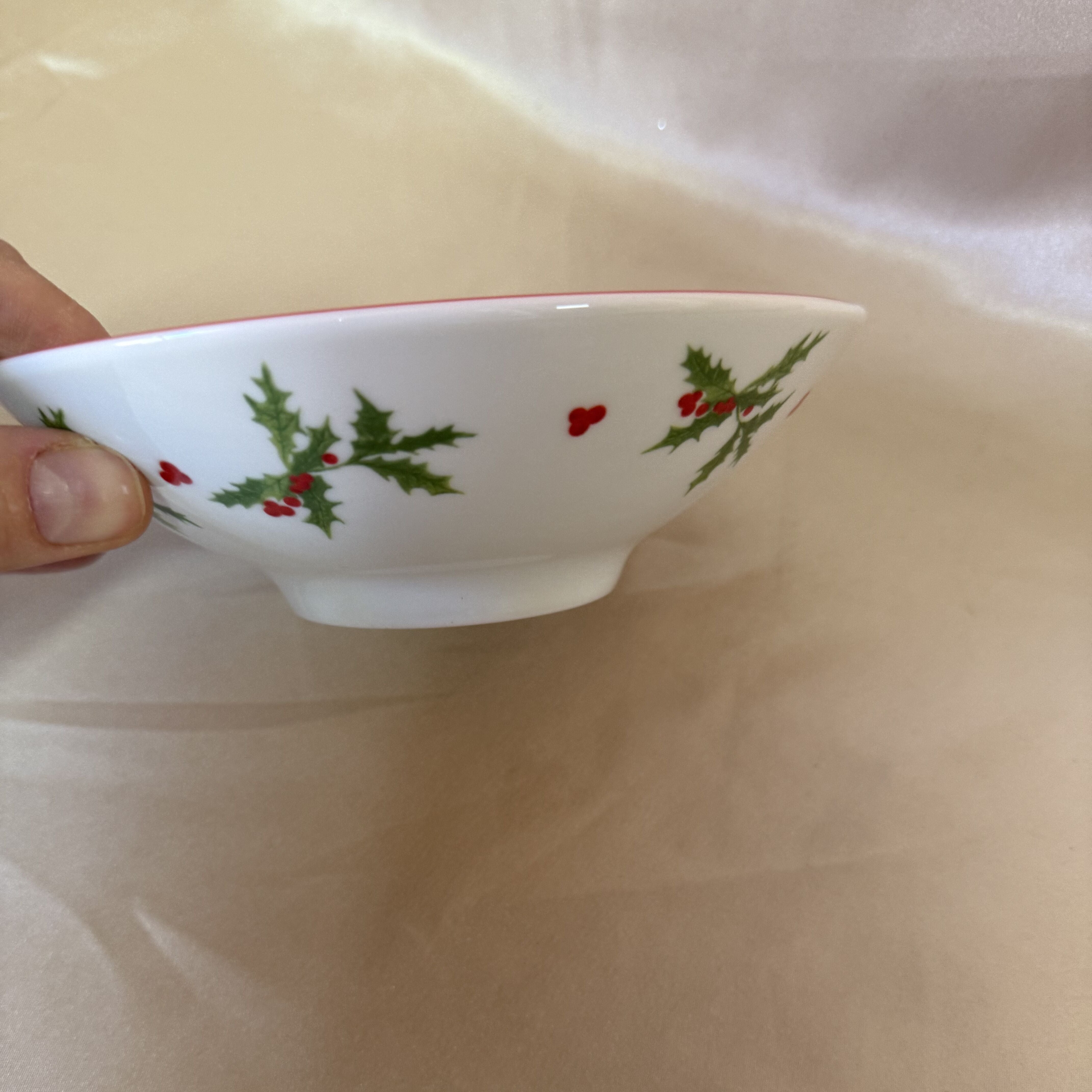 Richard Ginori Holly Berry Christmas Holiday Rice Bowl Saucer Set 006987317035
