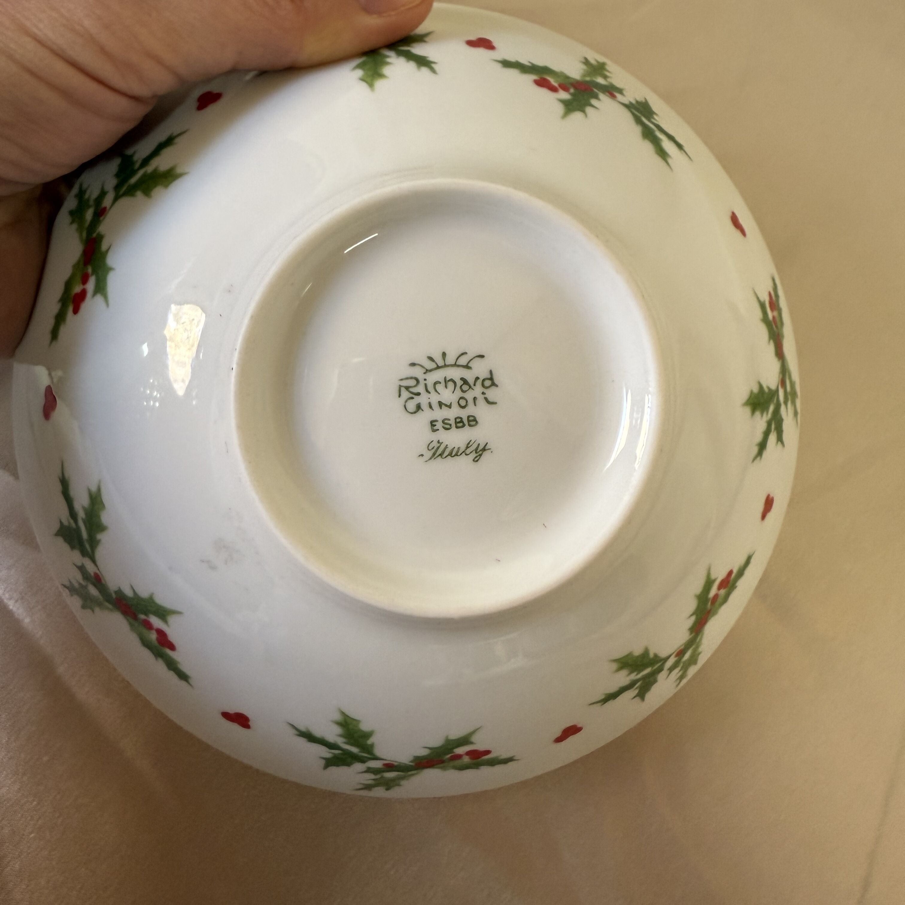 Richard Ginori Holly Berry Christmas Holiday Rice Bowl Saucer Set 006987317035
