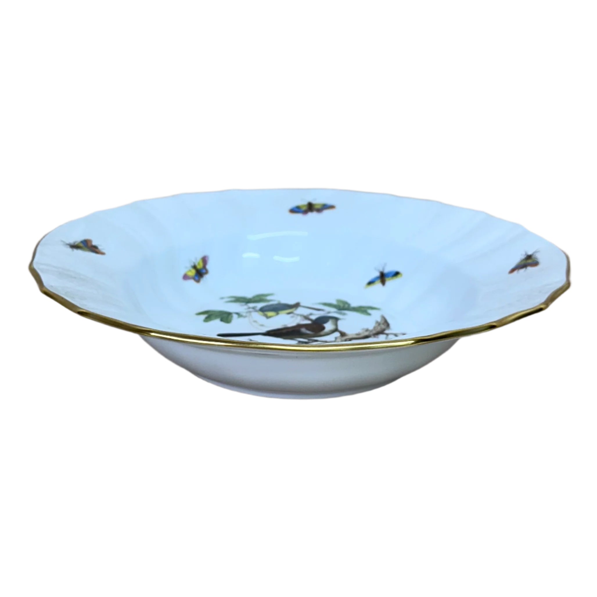 Herend Porcelain Rothschild Bird Large Rim Soup Bowl 1503-0-00/RO-1