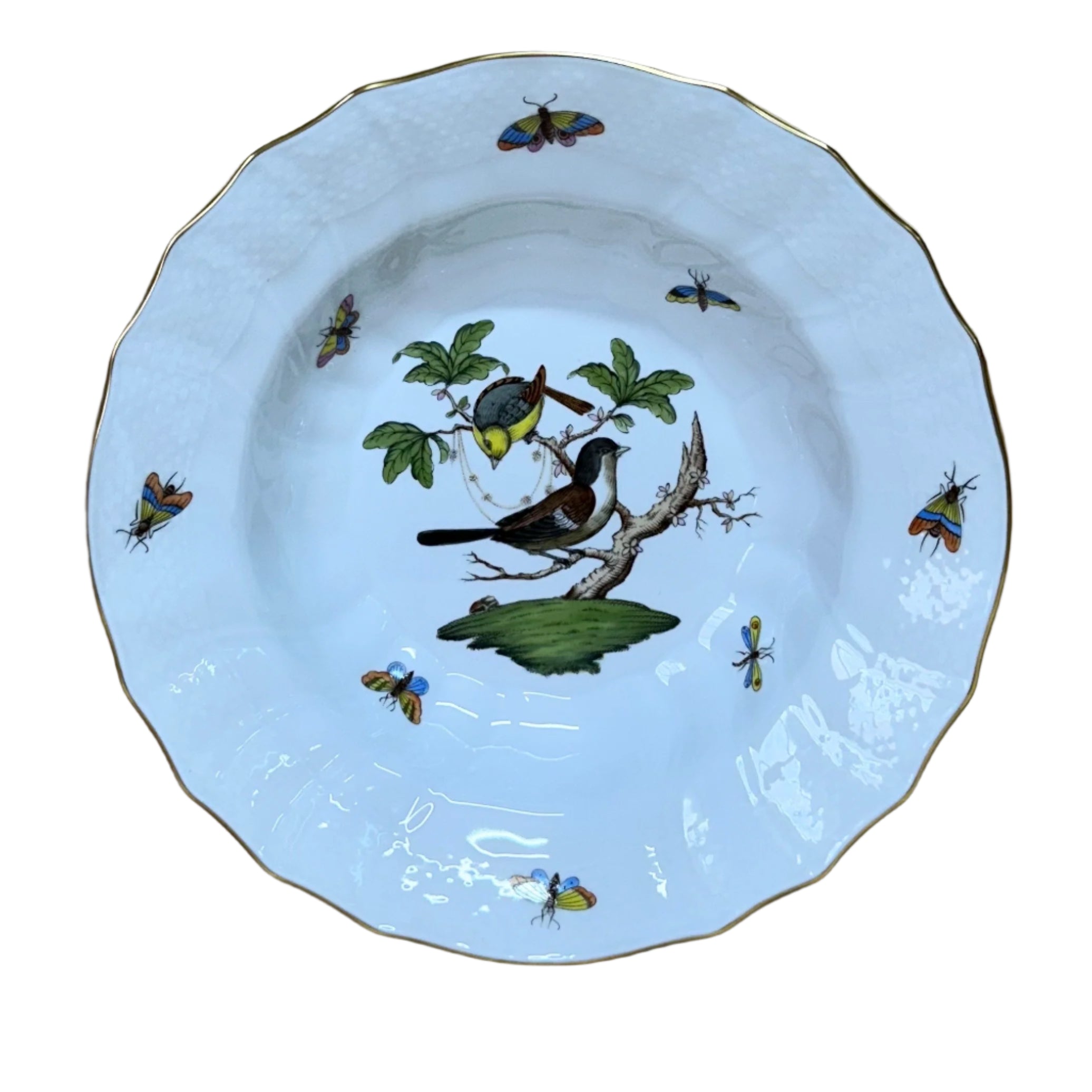 Herend Porcelain Rothschild Bird Large Rim Soup Bowl 1503-0-00/RO-1