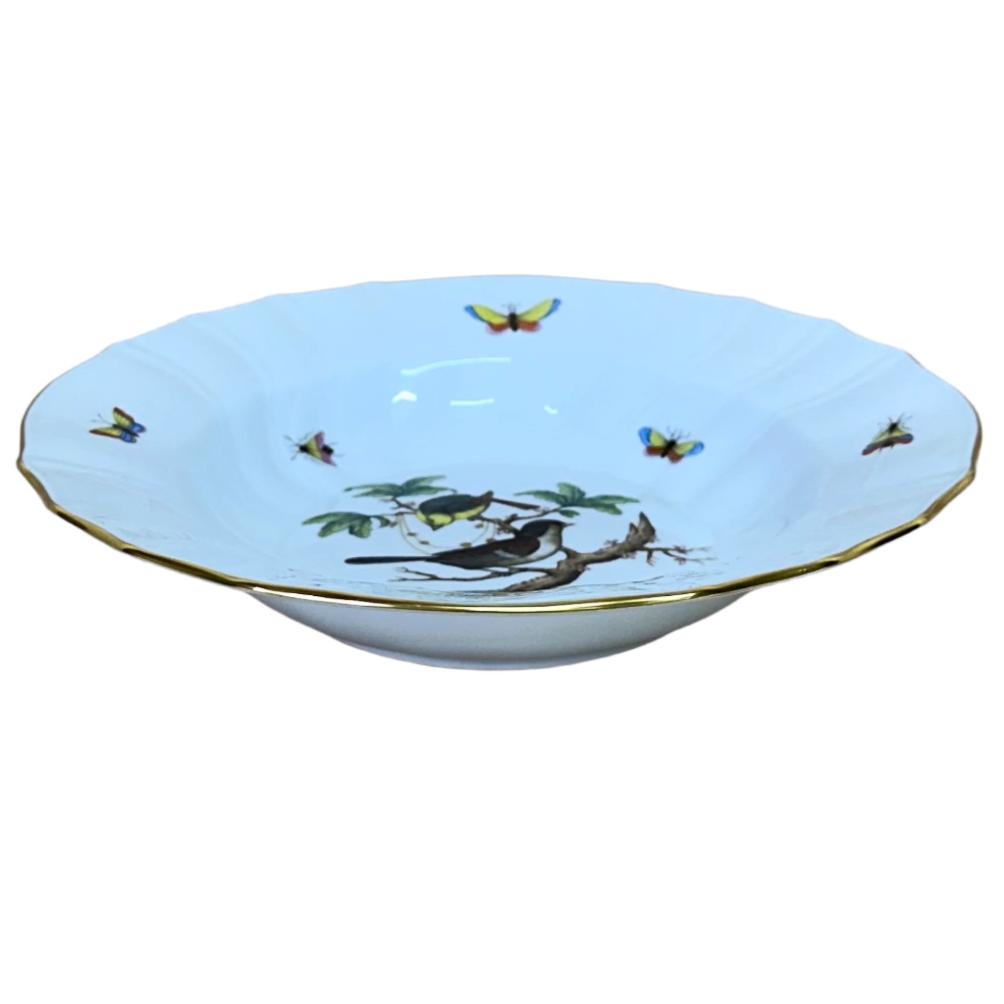 Herend Porcelain Rothschild Bird Large Rim Soup Bowl 1503-0-00/RO