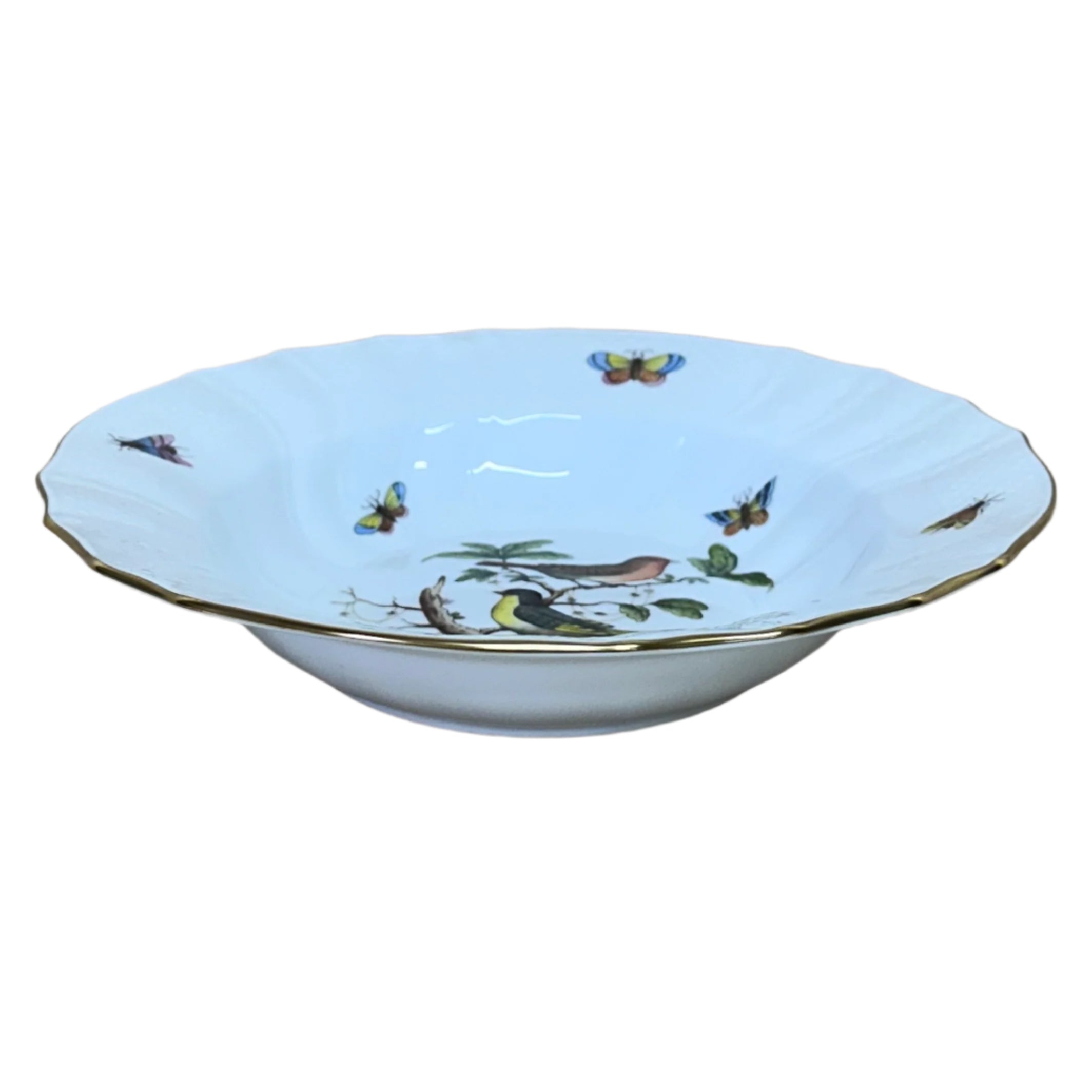 Herend Porcelain Rothschild Bird Large Rim Soup Bowl 1503-0-00/RO-3