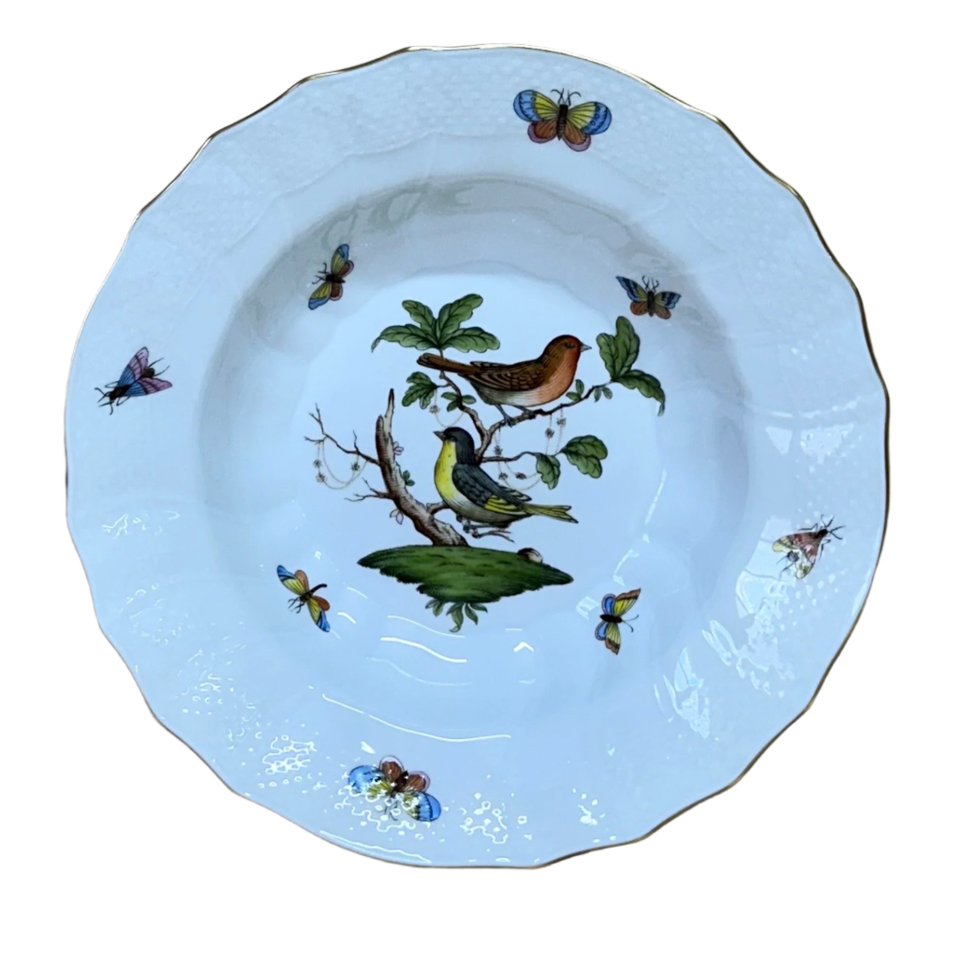 Herend Porcelain Rothschild Bird Large Rim Soup Bowl 1503-0-00/RO-3