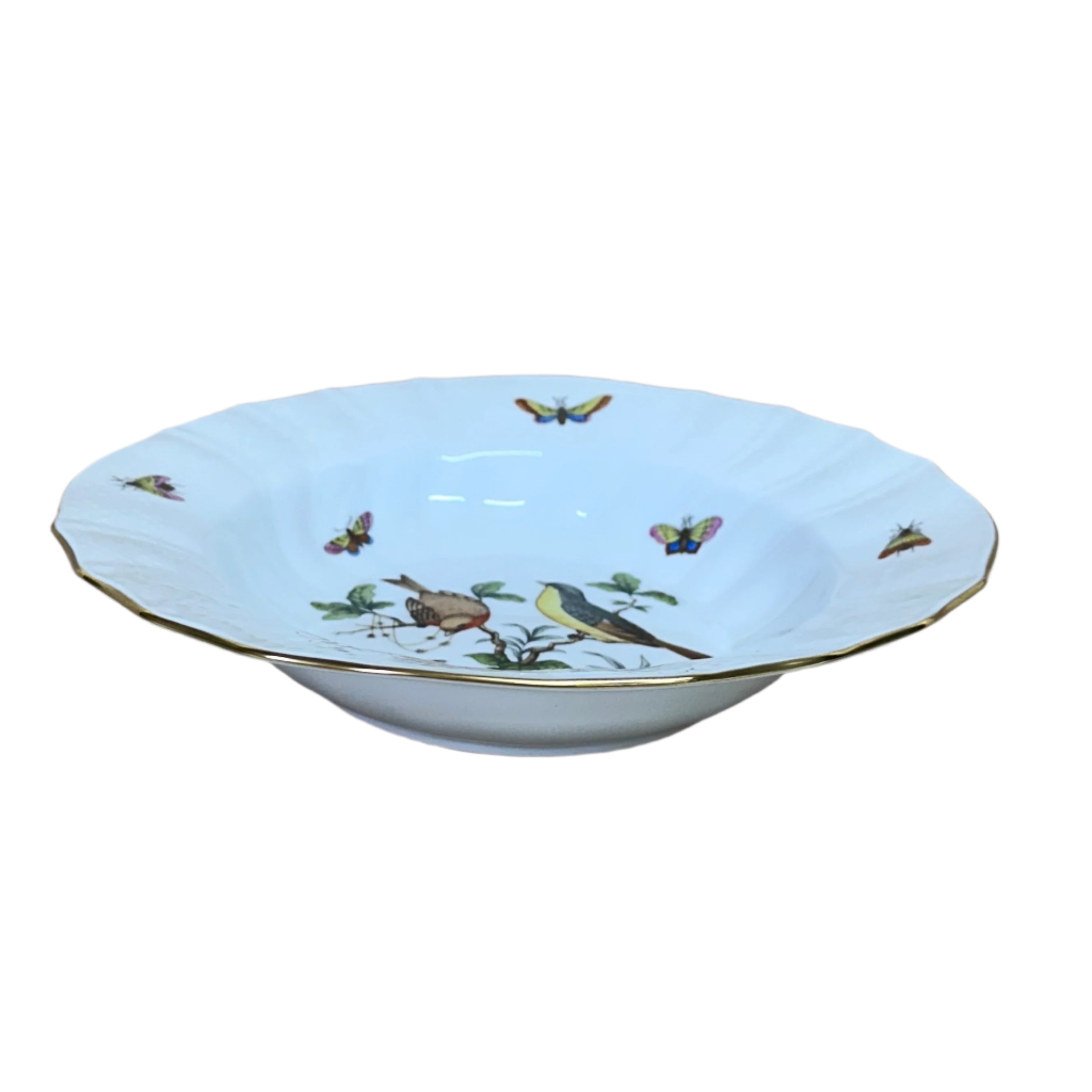 Herend Porcelain Rothschild Bird Large Rim Soup Bowl 1503-0-00/RO-7