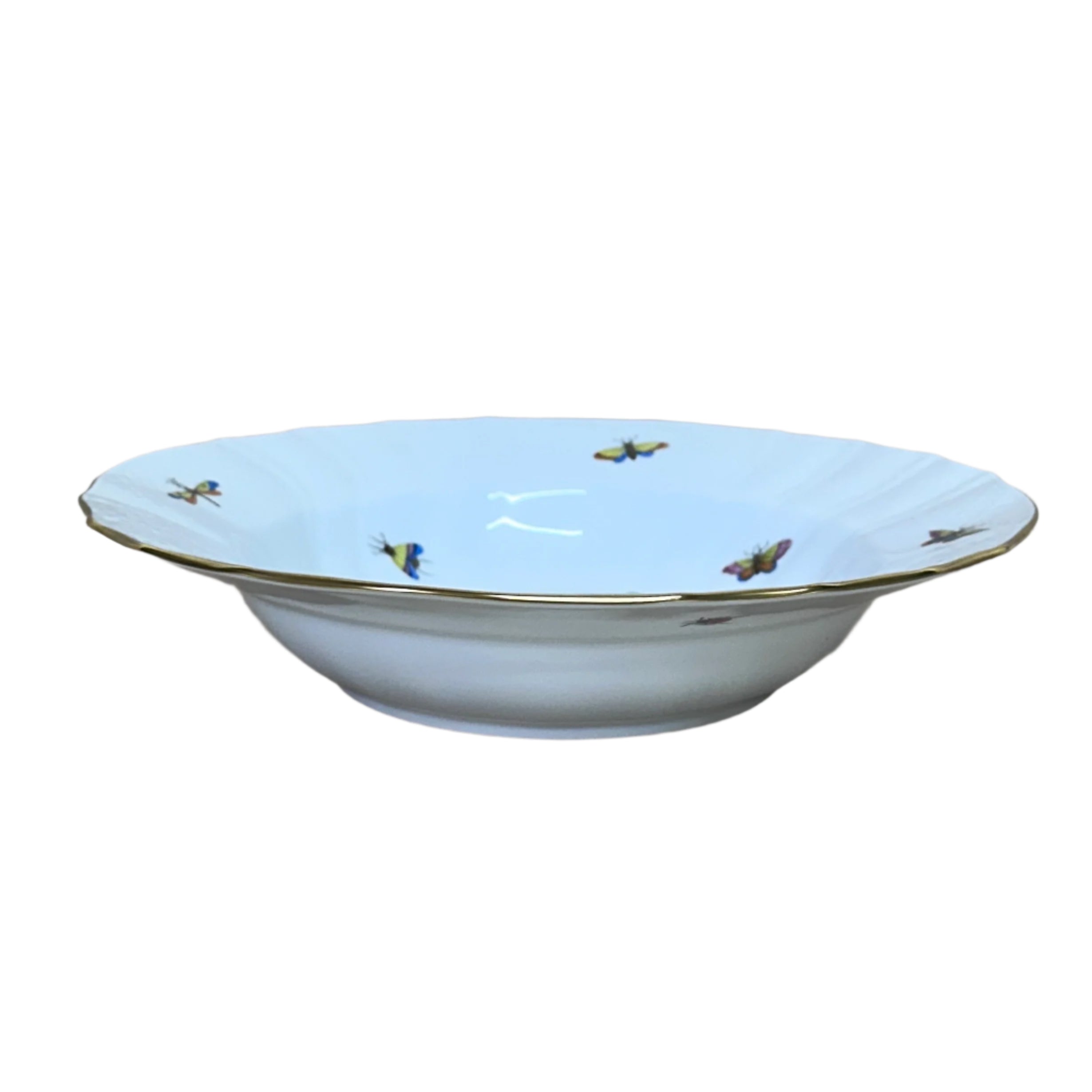 Herend Porcelain Rothschild Bird Large Rim Soup Bowl 1503-0-00/RO-8