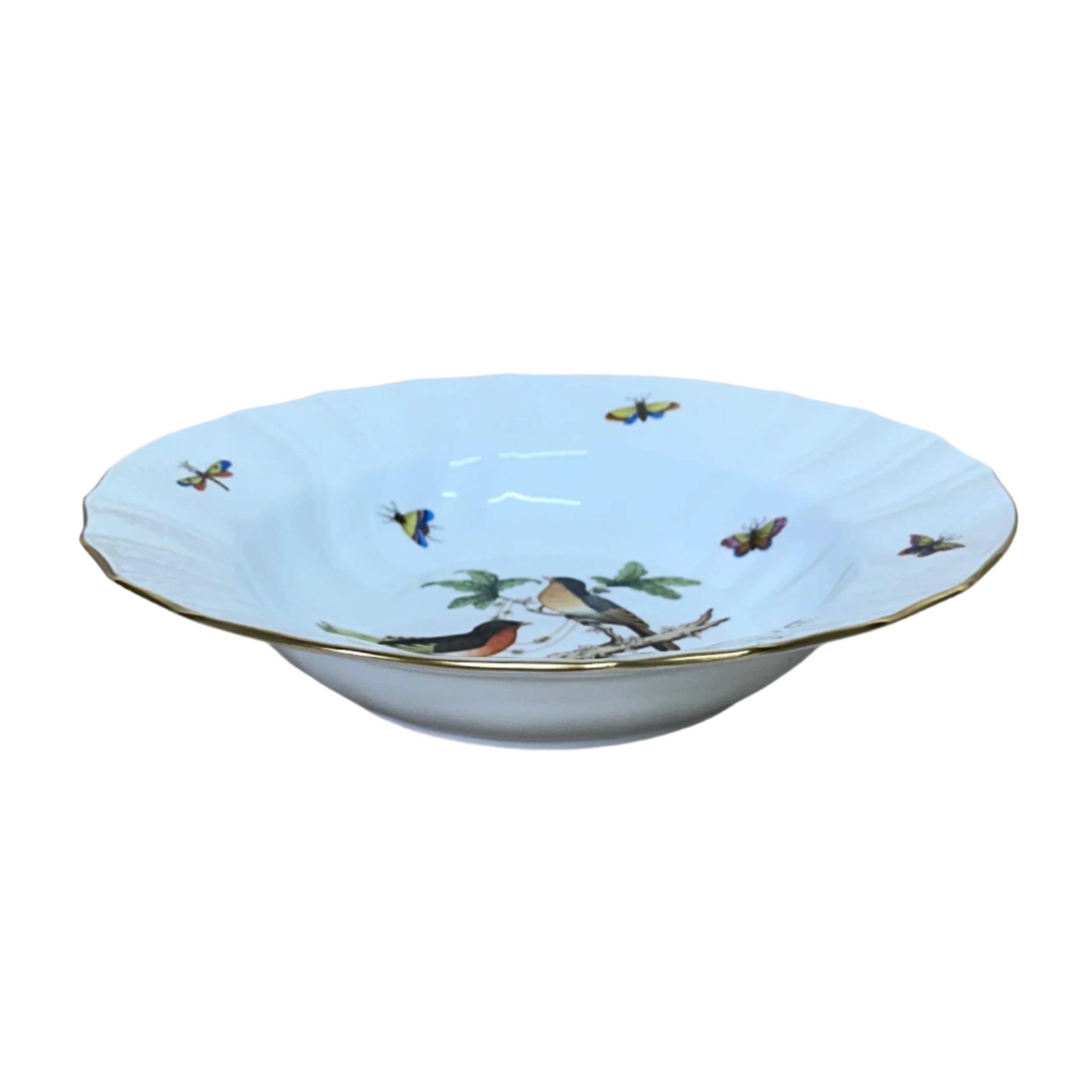 Herend Porcelain Rothschild Bird Large Rim Soup Bowl 1503-0-00/RO-8