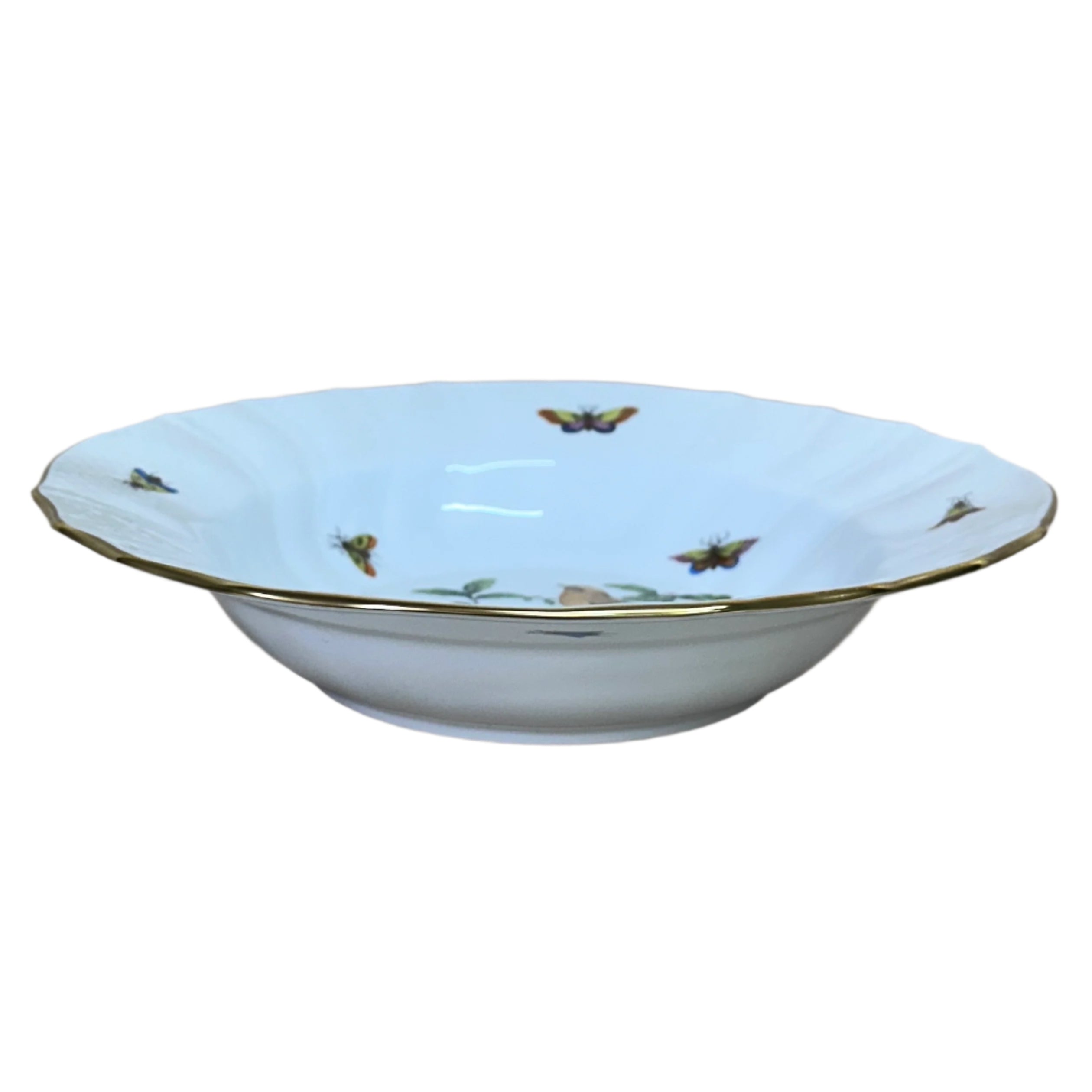Herend Porcelain Rothschild Bird Large Rim Soup Bowl 1503-0-00/RO-9