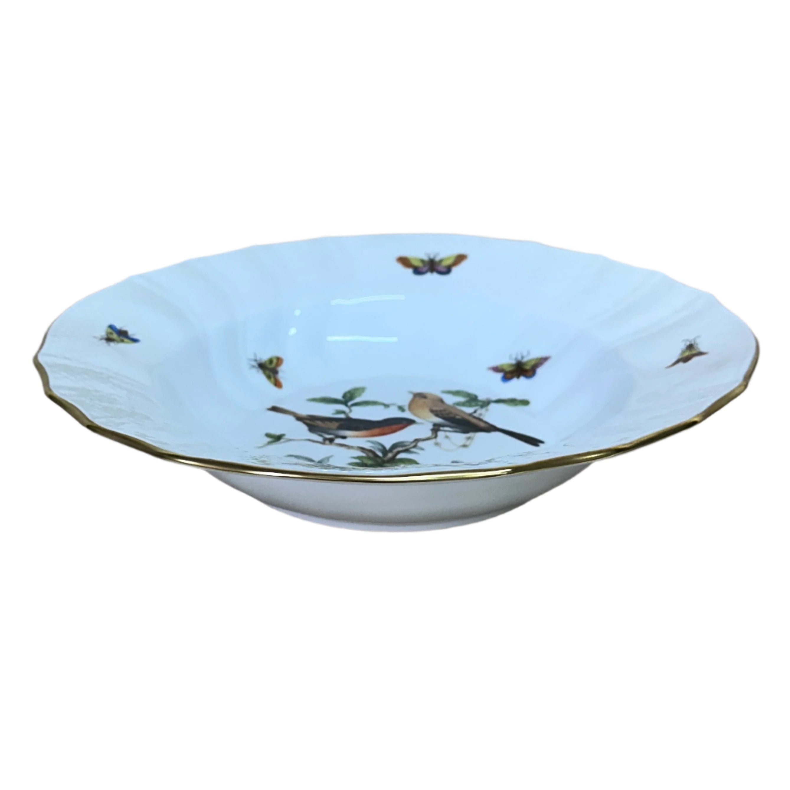 Herend Porcelain Rothschild Bird Large Rim Soup Bowl 1503-0-00/RO-9