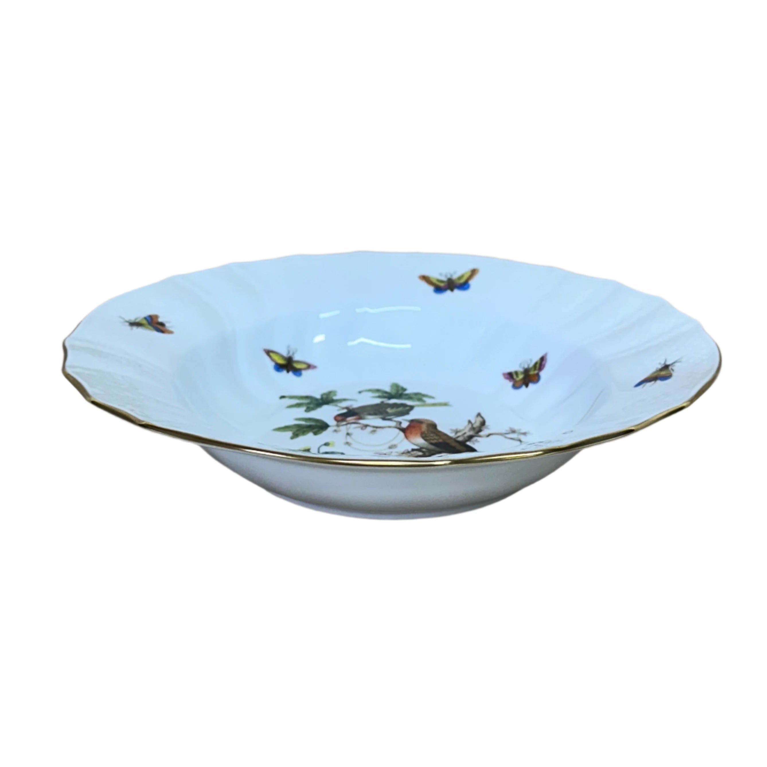 Herend Porcelain Rothschild Bird Large Rim Soup Bowl 1503-0-00/RO-10