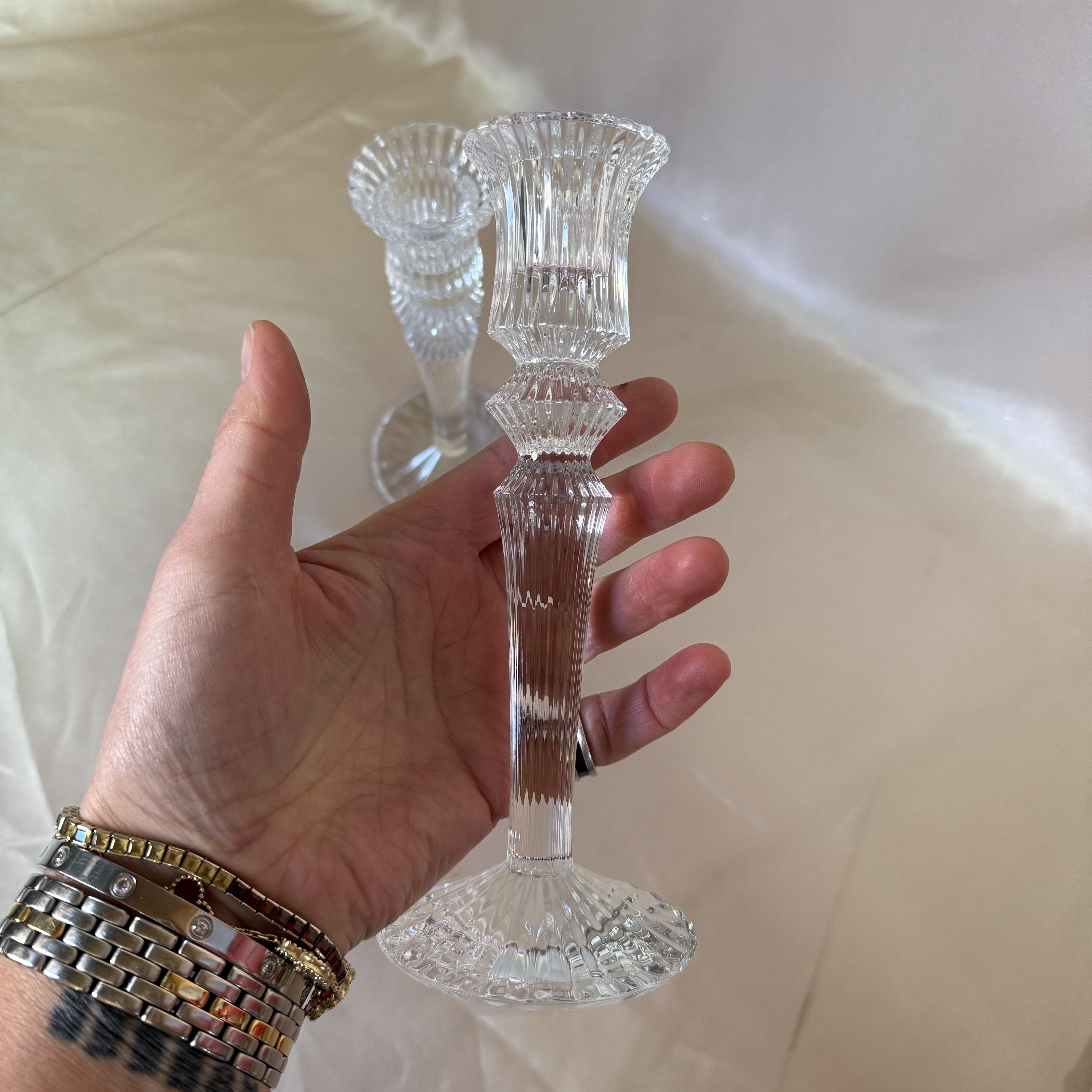 Baccarat Crystal Mille Nuits Candle Holder Set 2600553