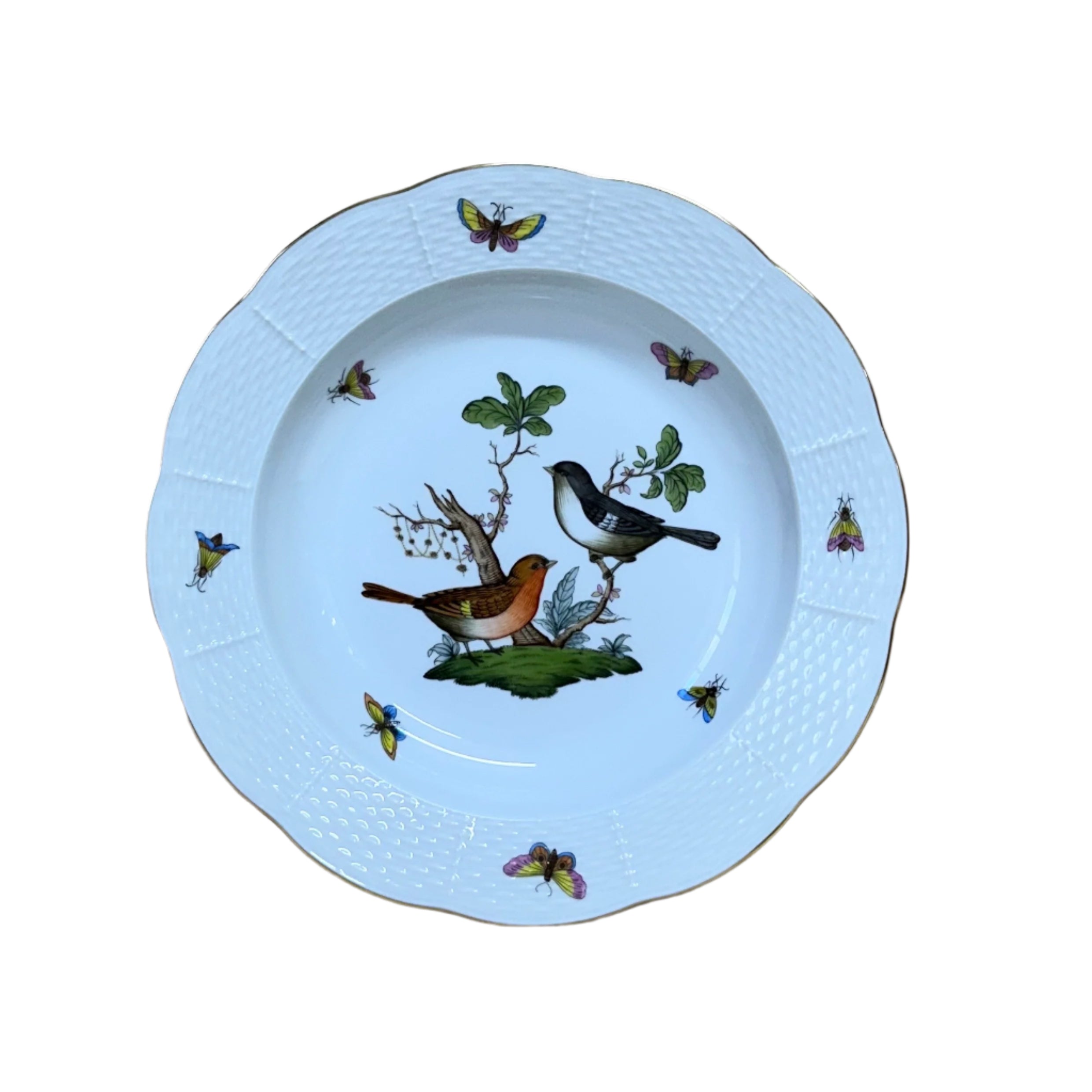 Herend Porcelain Large Rim Soup Bowl Rothschild Bird 503-0-00/R0-5