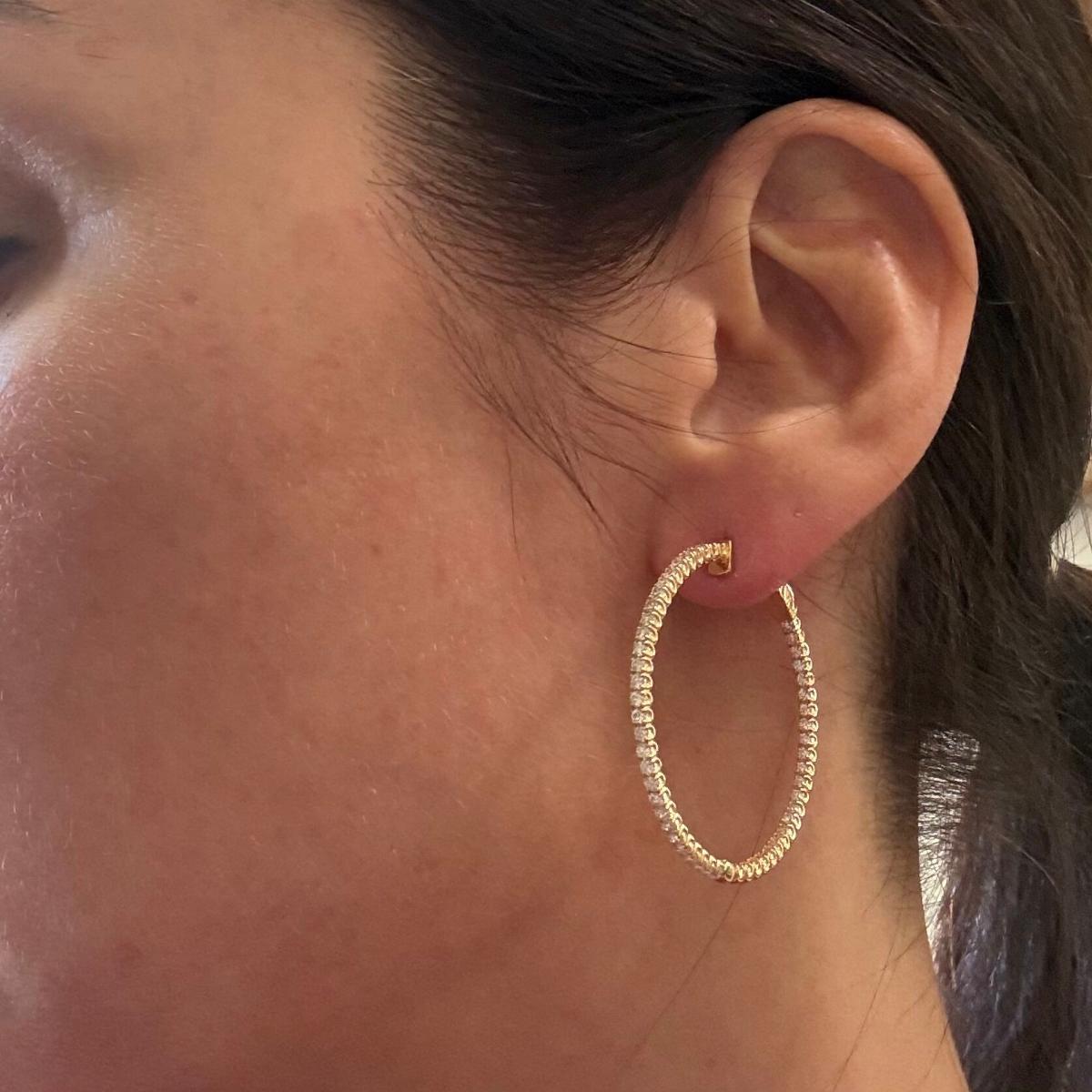 Solid 14k Gold Lab Grown 2.28ctw Diamond Hoop Earrings
