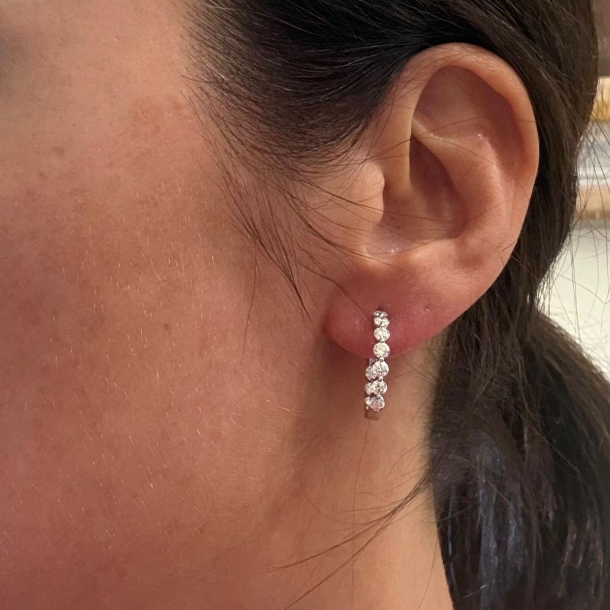 Solid 14k Gold Lab Grown 2.25 Carats Diamond Hoop Earrings