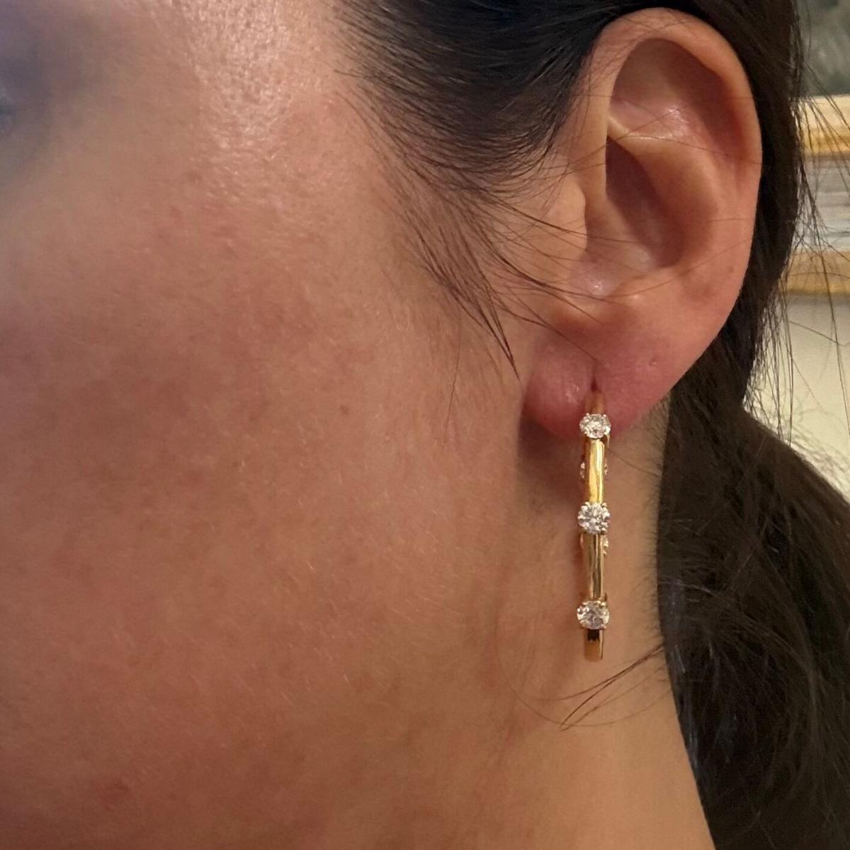 Solid 14k Gold Lab Grown 3.25ctw Round Diamond Hoop Earrings