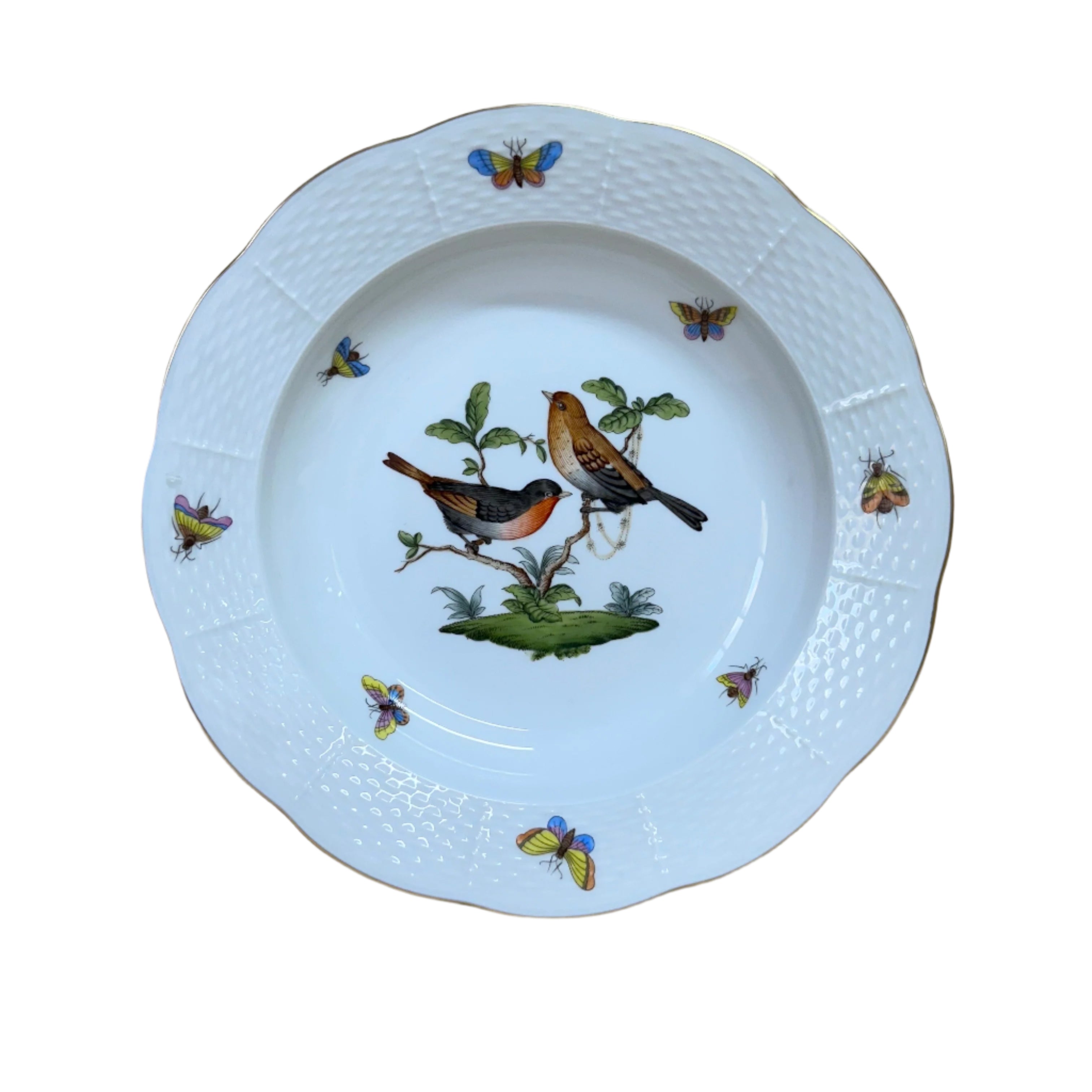 Herend Porcelain Large Rim Soup Bowl Rothschild Bird 503-0-00/R0-9