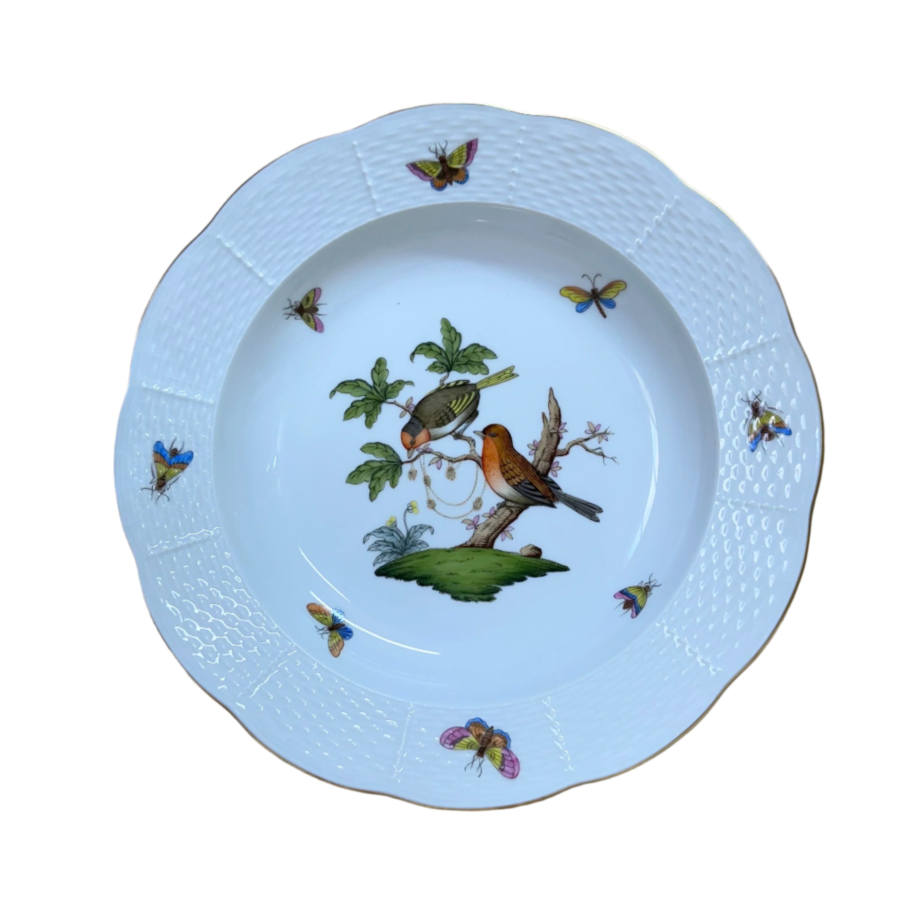 Herend Porcelain Large Rim Soup Bowl Rothschild Bird 503-0-00/R0-10