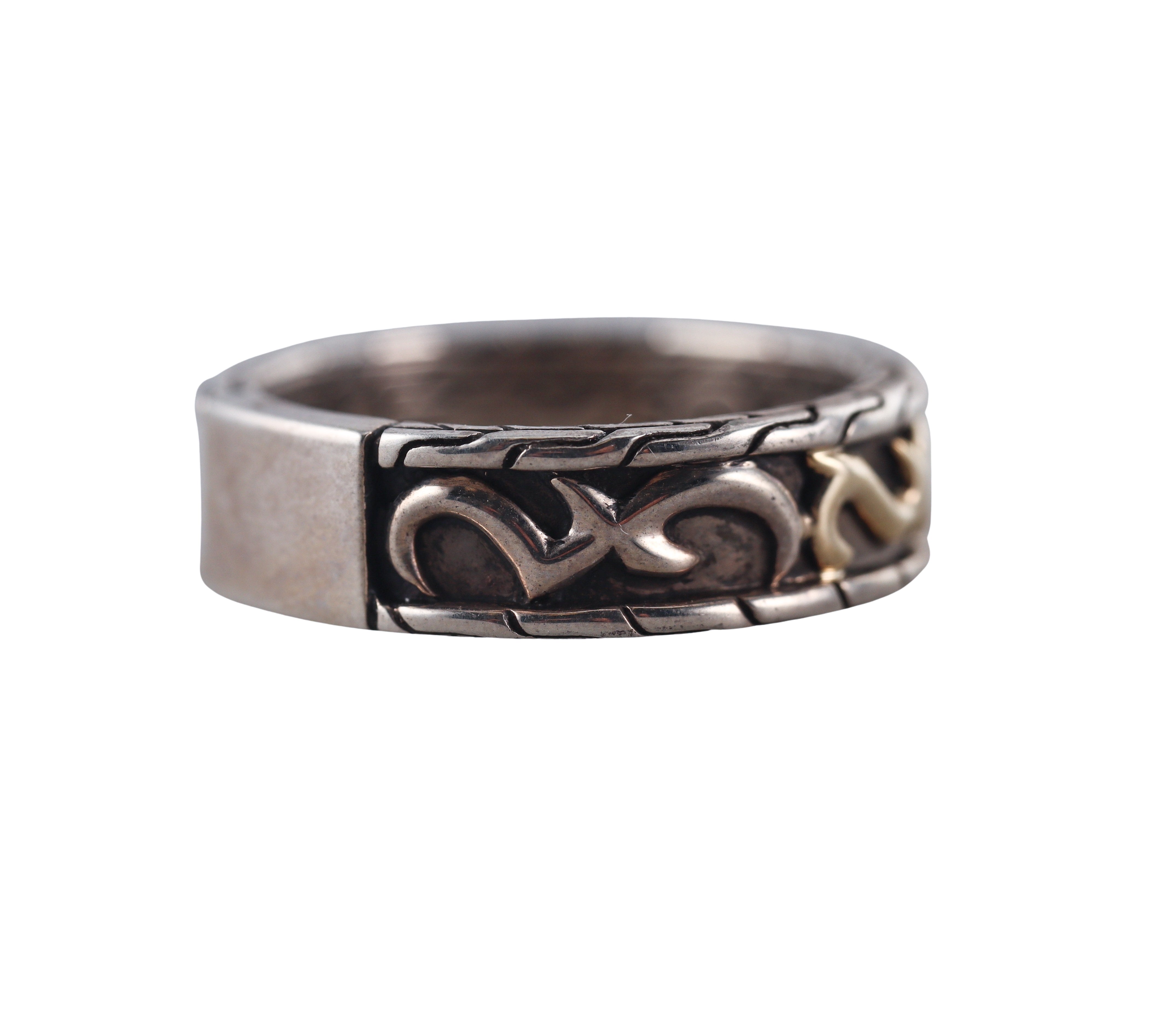 John Hardy 18k Gold Sterling Silver Classic Ring Retail $795