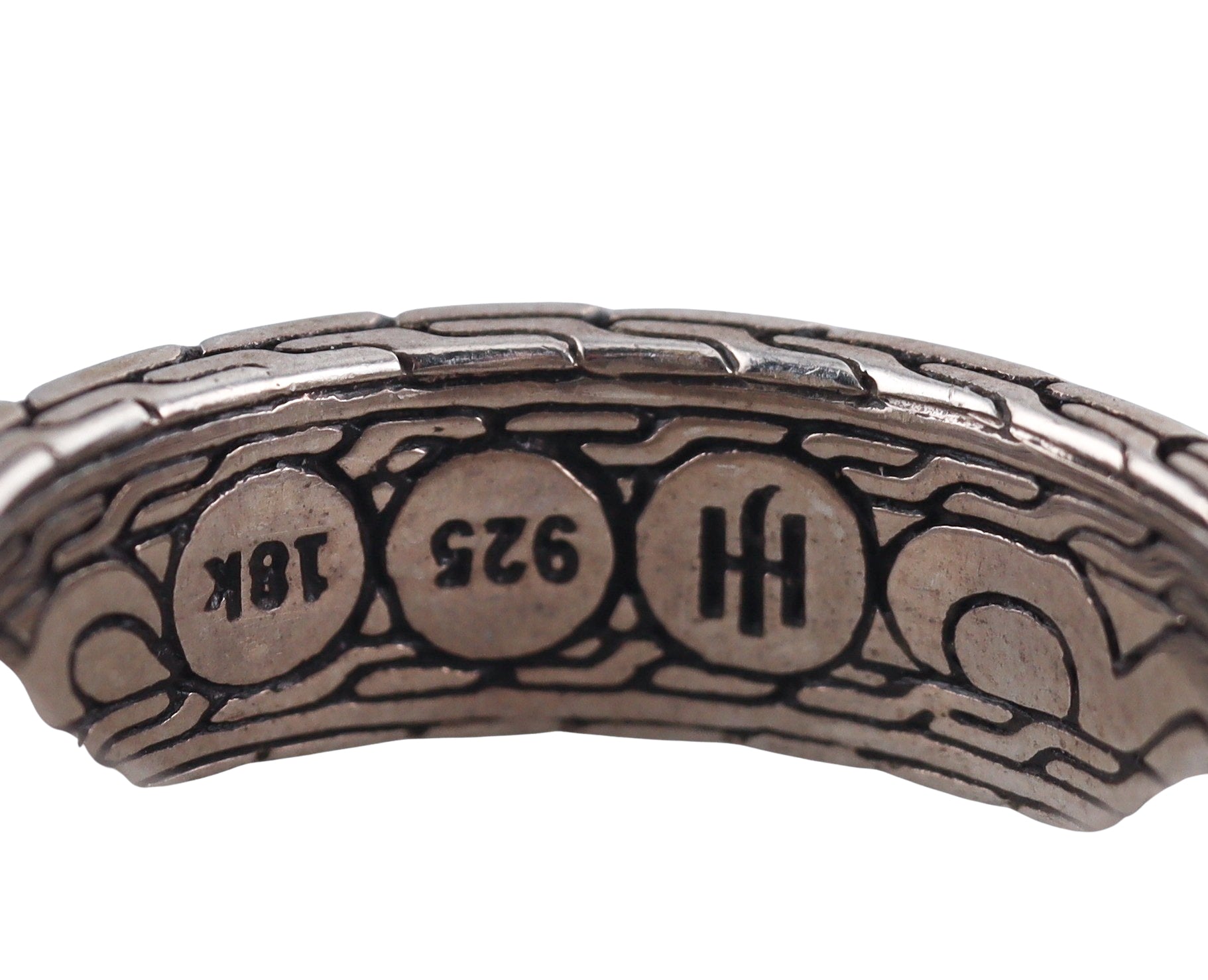 John Hardy 18k Gold Sterling Silver Classic Ring Retail $795