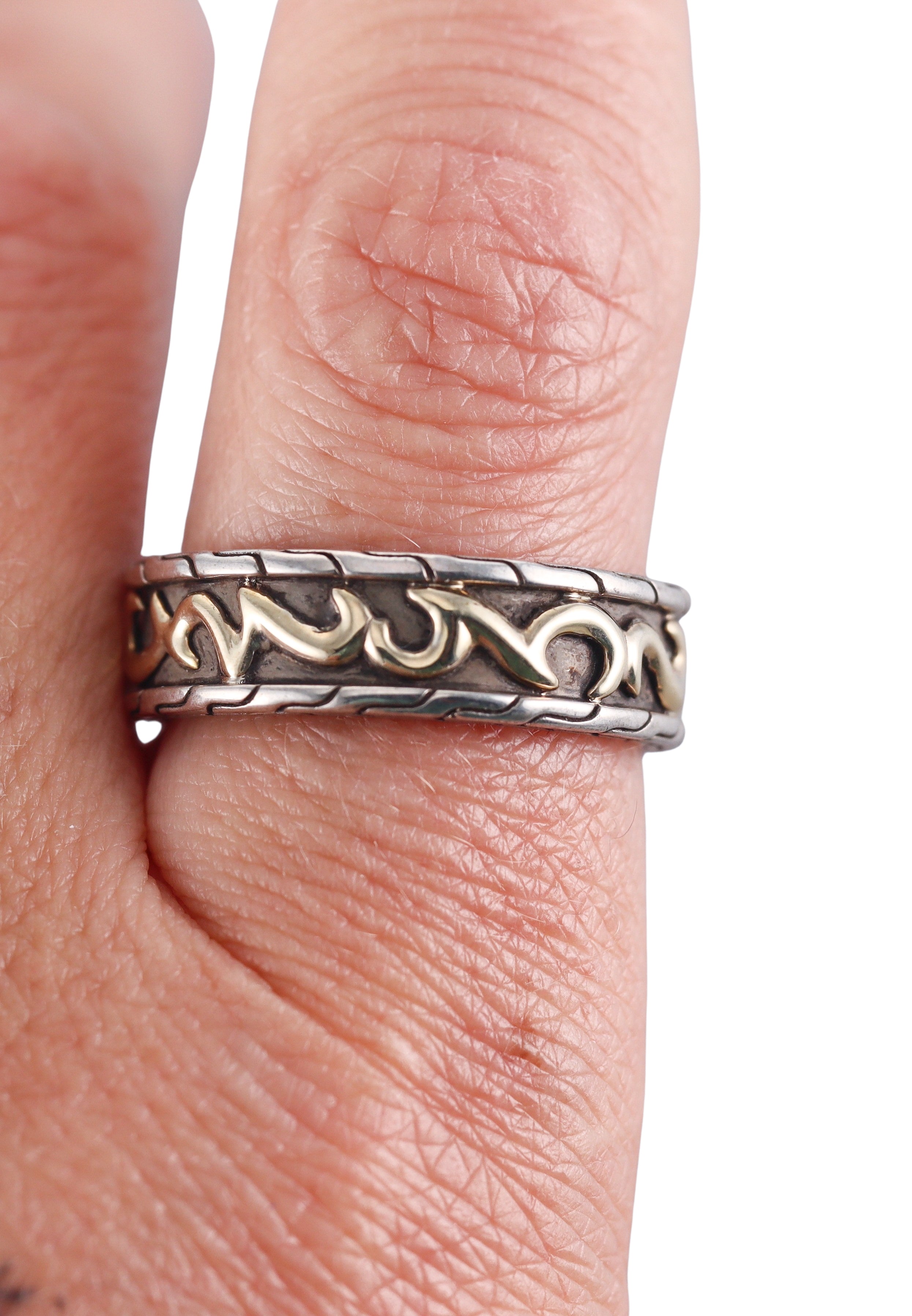 John Hardy 18k Gold Sterling Silver Classic Ring Retail $795