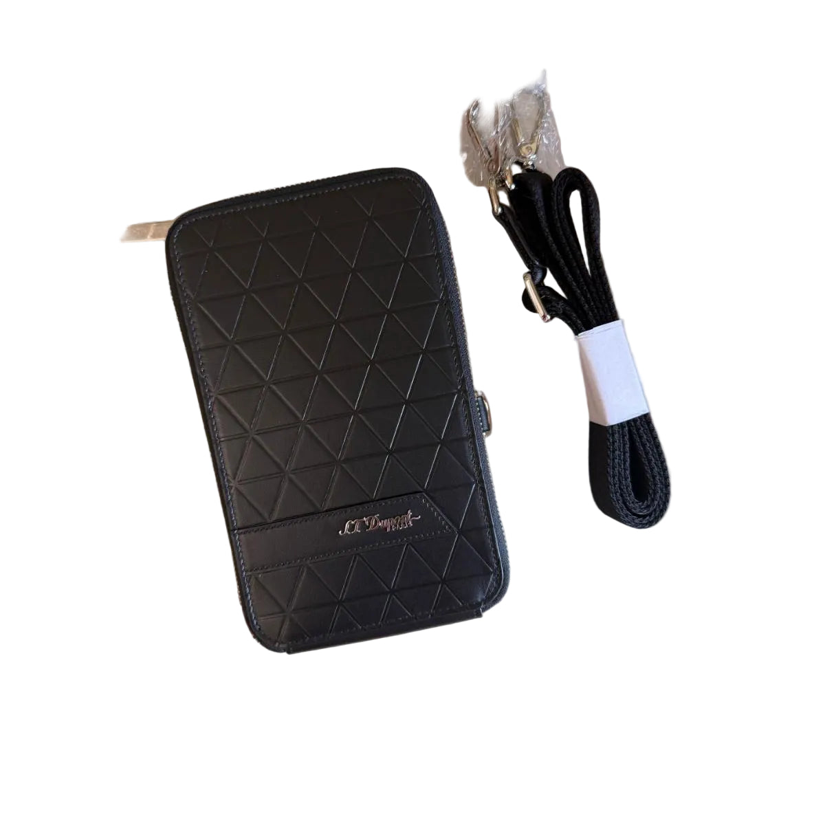 S. T. Dupont Firehead Black Leather Shoulder Bag 160011