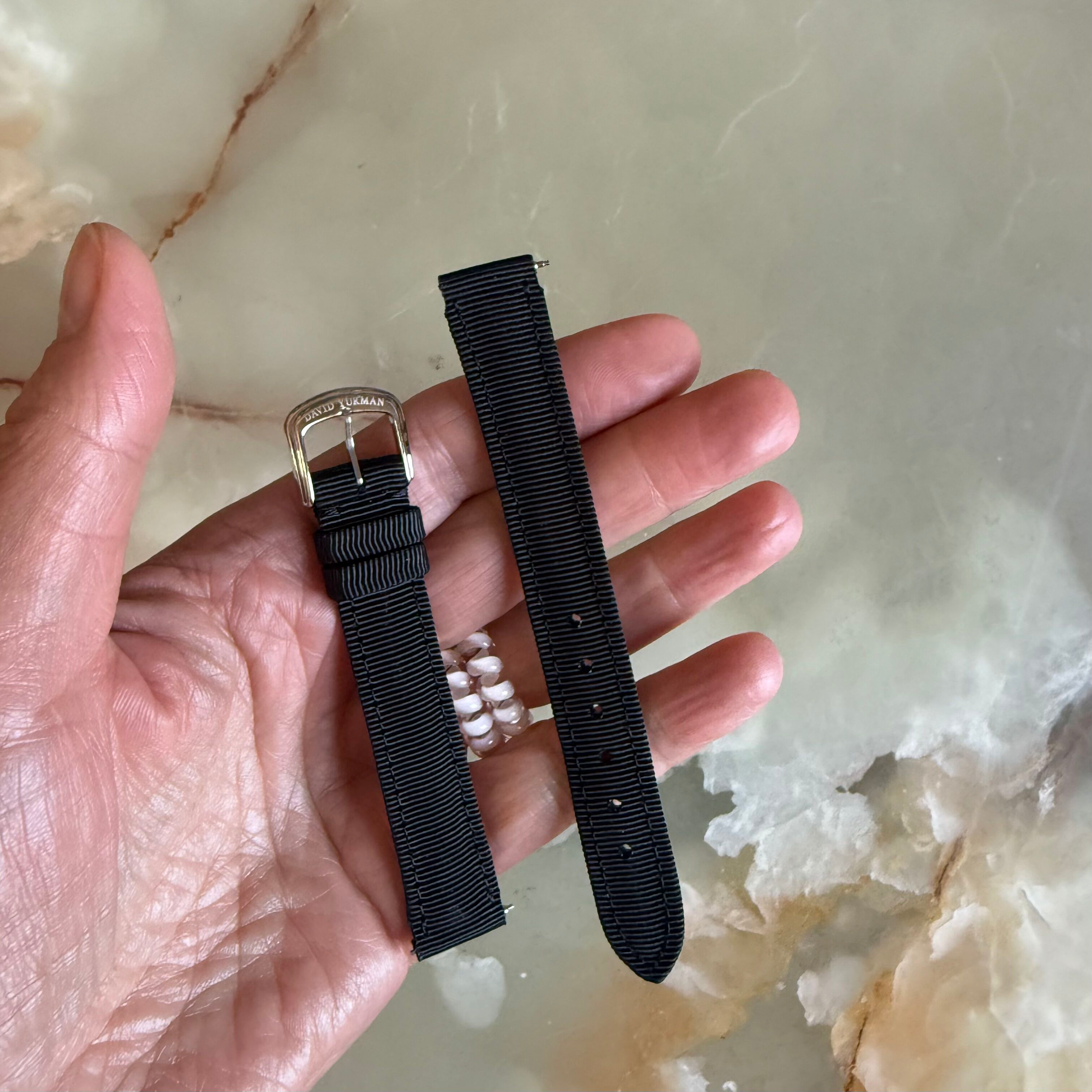Authentic David Yurman Black Satin Watch Strap Band 15mm w Buckle