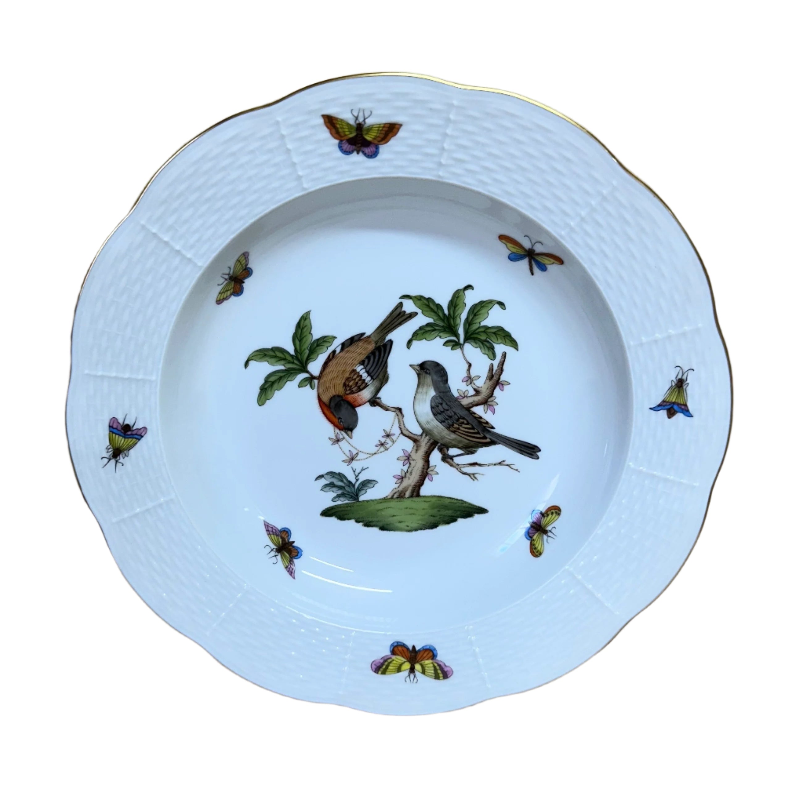 Herend Rothschild Bird Porcelain Large Rim Soup Bowl 503-0-00/R0-12