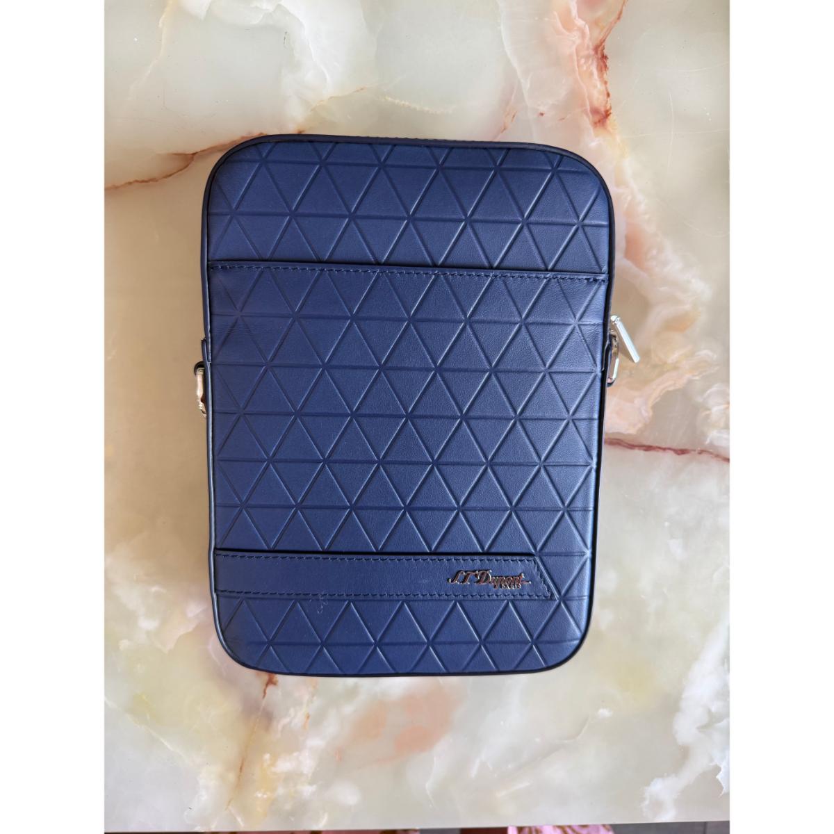 S. T. Dupont Firehead Blue Leather Shoulder Bag 160610