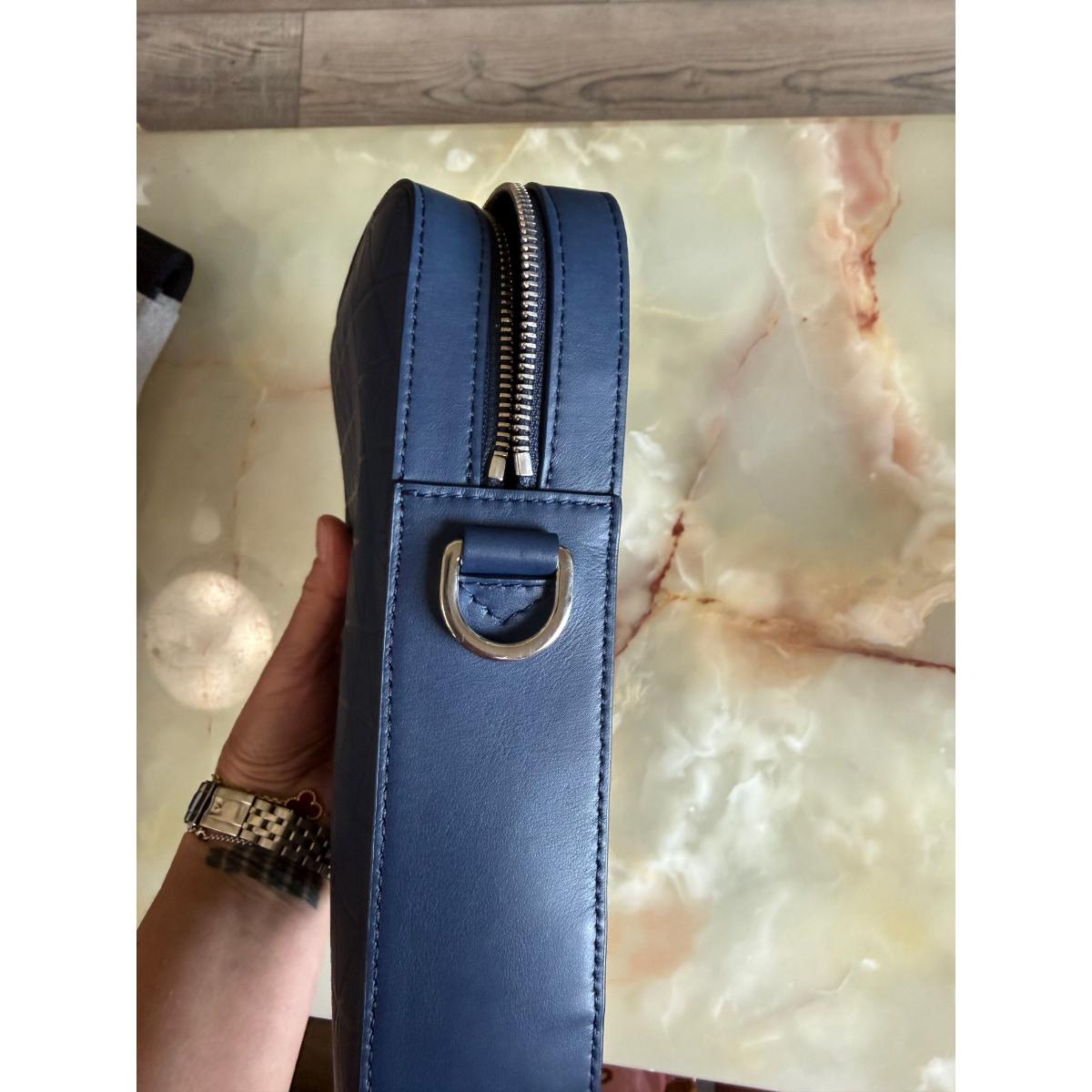 S. T. Dupont Firehead Blue Leather Shoulder Bag 160610