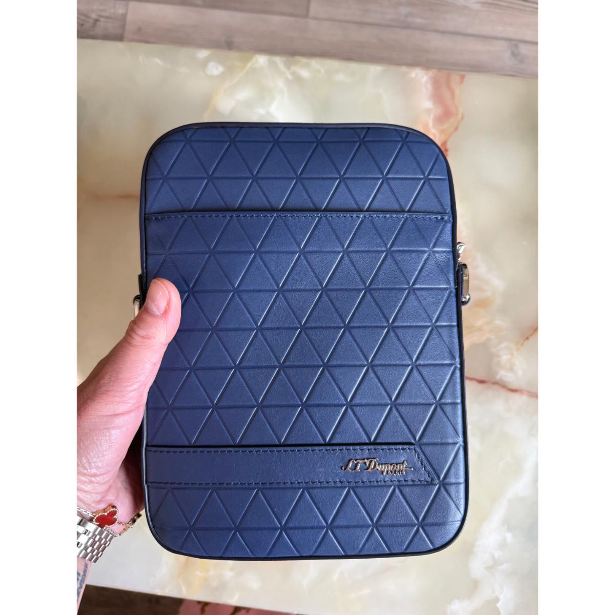 S. T. Dupont Firehead Blue Leather Shoulder Bag 160610