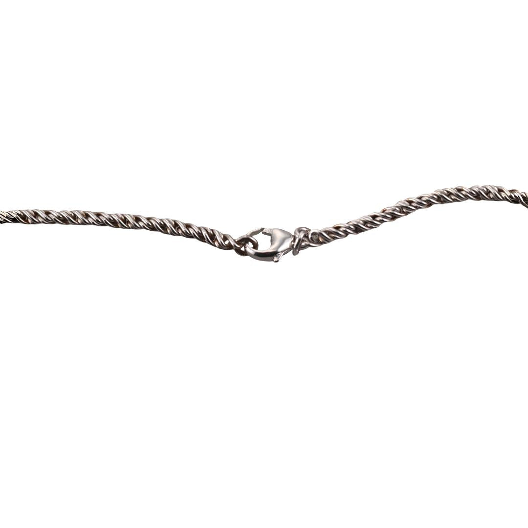 Lalique Vibrante Oval Crystal Bead Sterling Silver Short Necklace 10531600