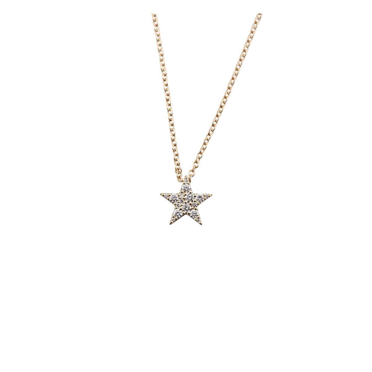 Memoire Luna 18k Gold Diamond Star Pendant Necklace