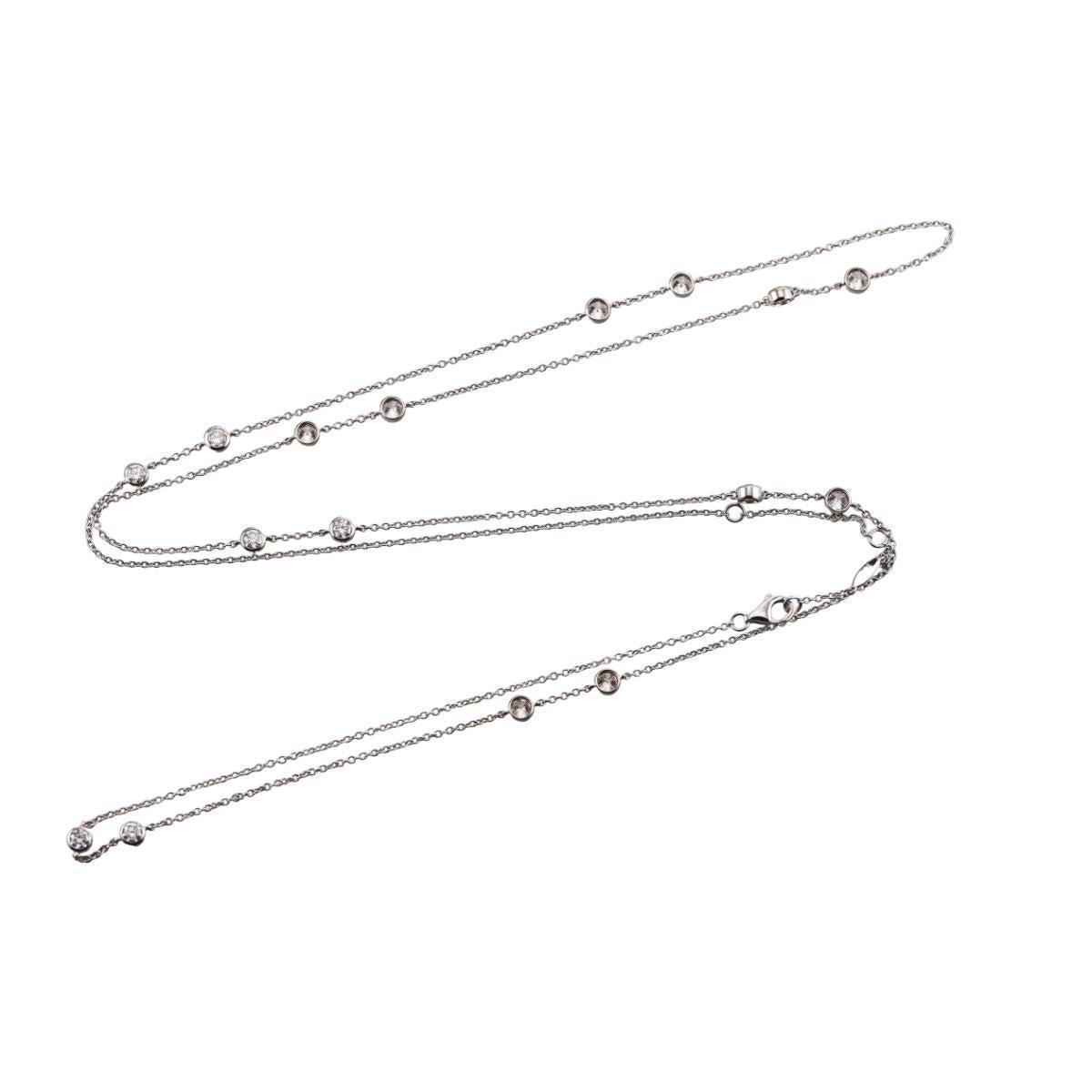 Memoire Diamond 18k Gold Station Necklace