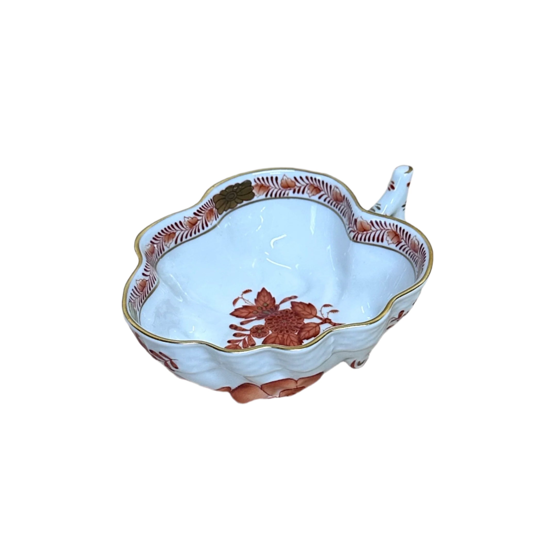Herend Porcelain Chinese Bouquet Rust Small Leaf Motif Bowl 680/AOC