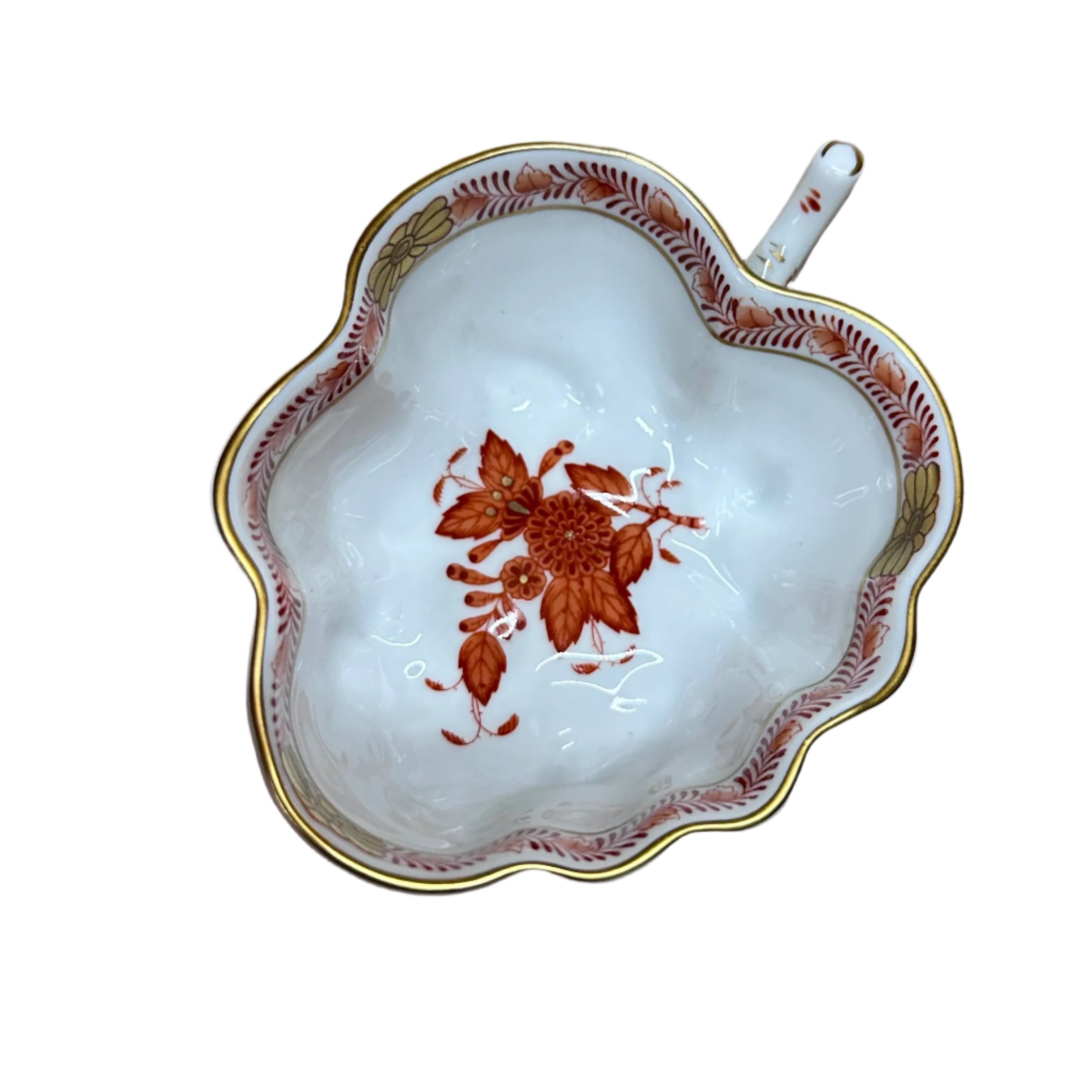 Herend Porcelain Chinese Bouquet Rust Small Leaf Motif Bowl 680/AOC