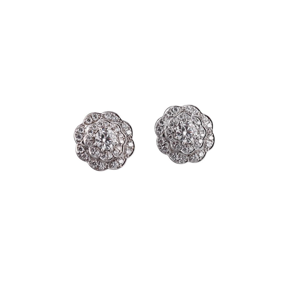 Hearts on Fire Lorelei Double Halo Diamond 18k Gold Stud Earrings