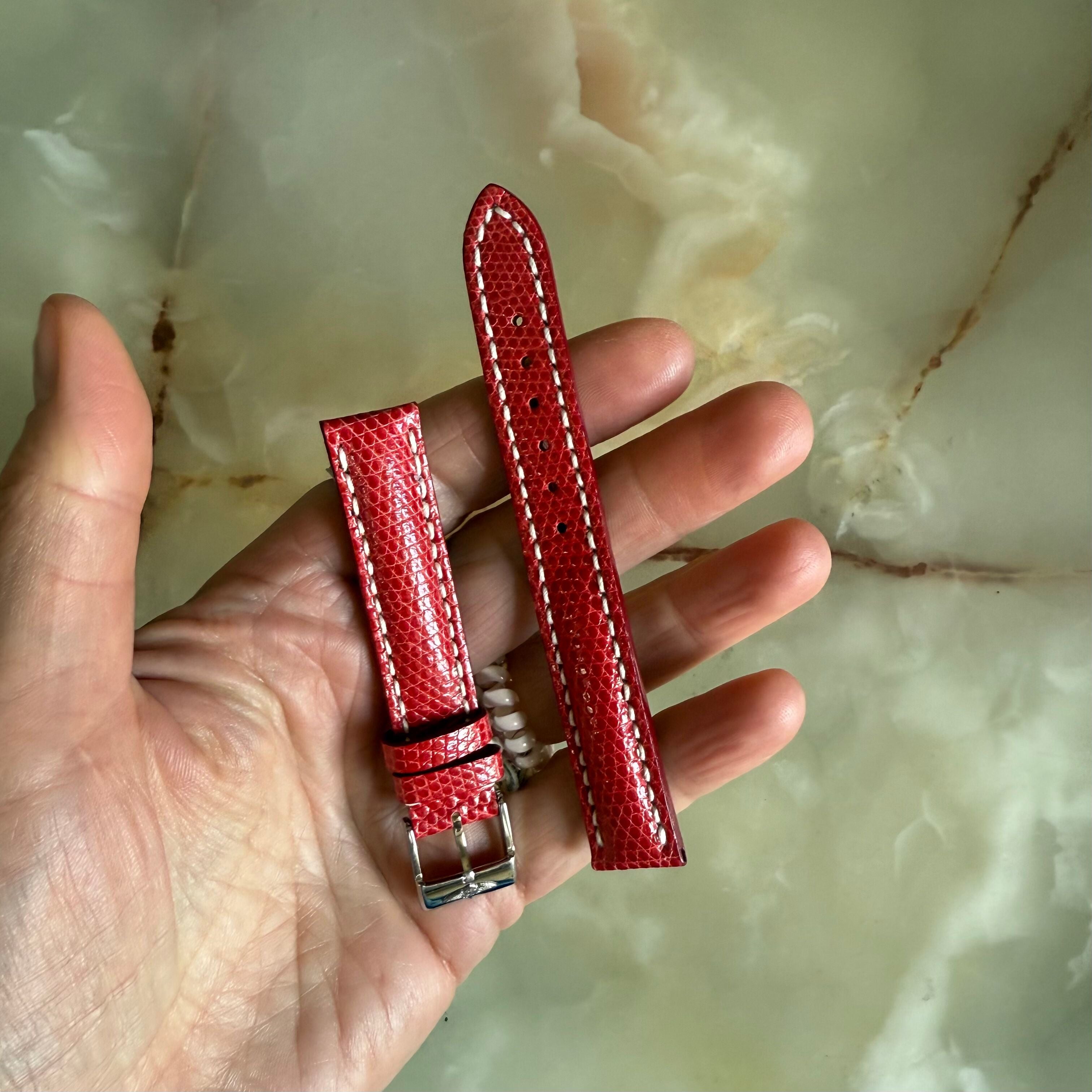 Authentic Breitling Red Lizard Watch Strap Band 104Z 15mm with Buckle