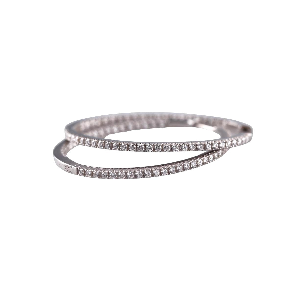 Memoire 18k Gold Inside Out Diamond Oval Hoop Earrings