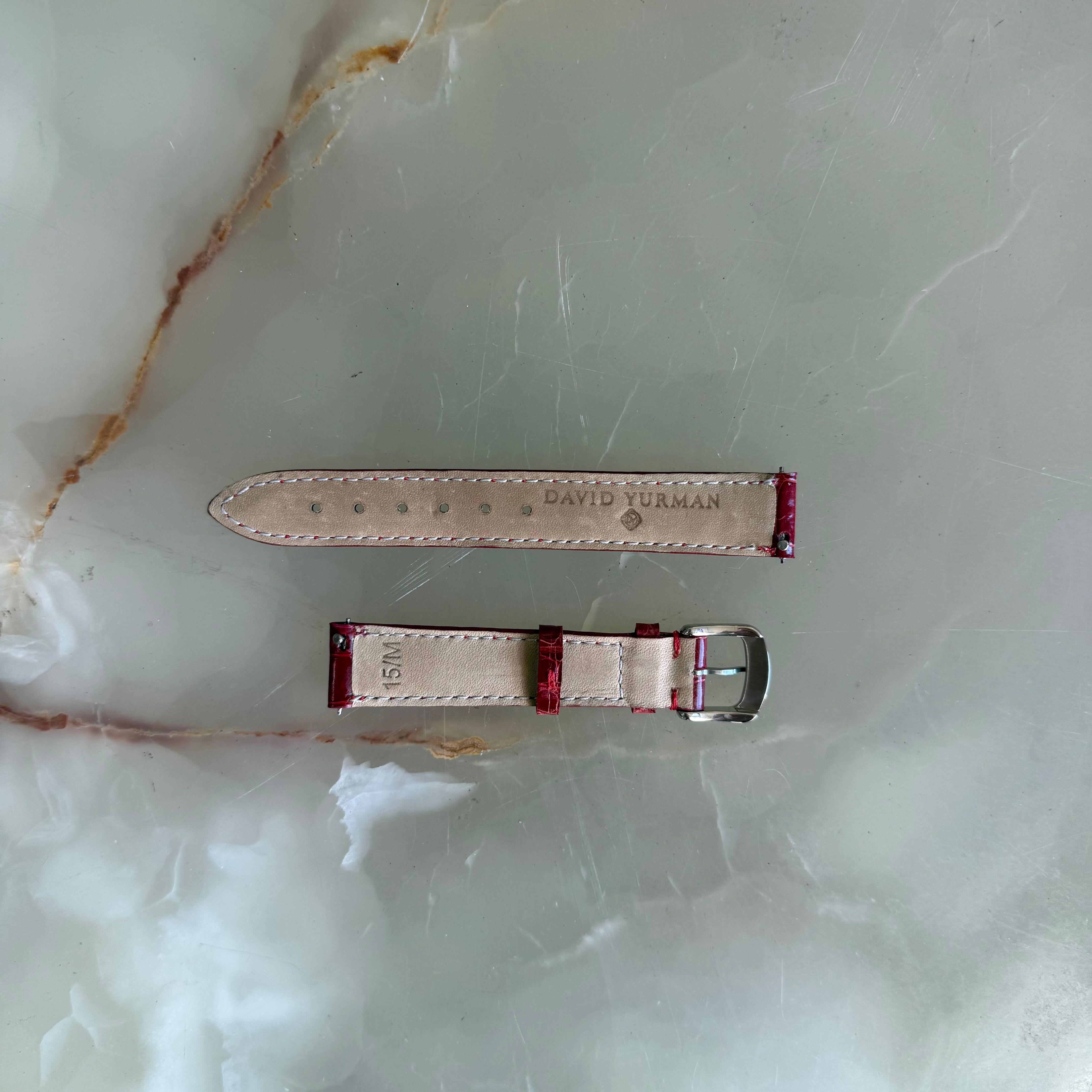 Authentic David Yurman Red Alligator Watch Strap Band 15mm w Buckle