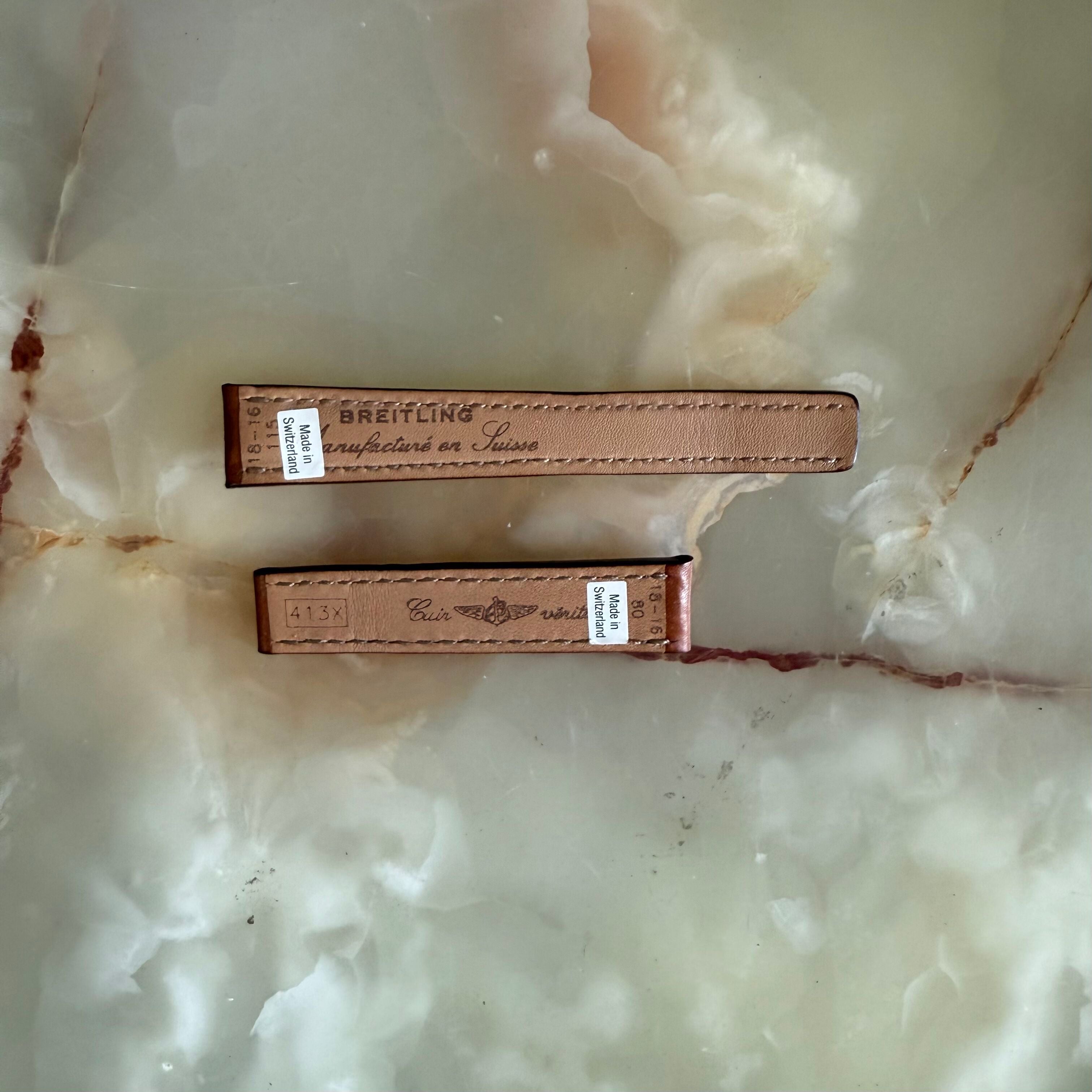 Authentic Breitling Brown Calfskin Watch Strap Band 413X 18mm