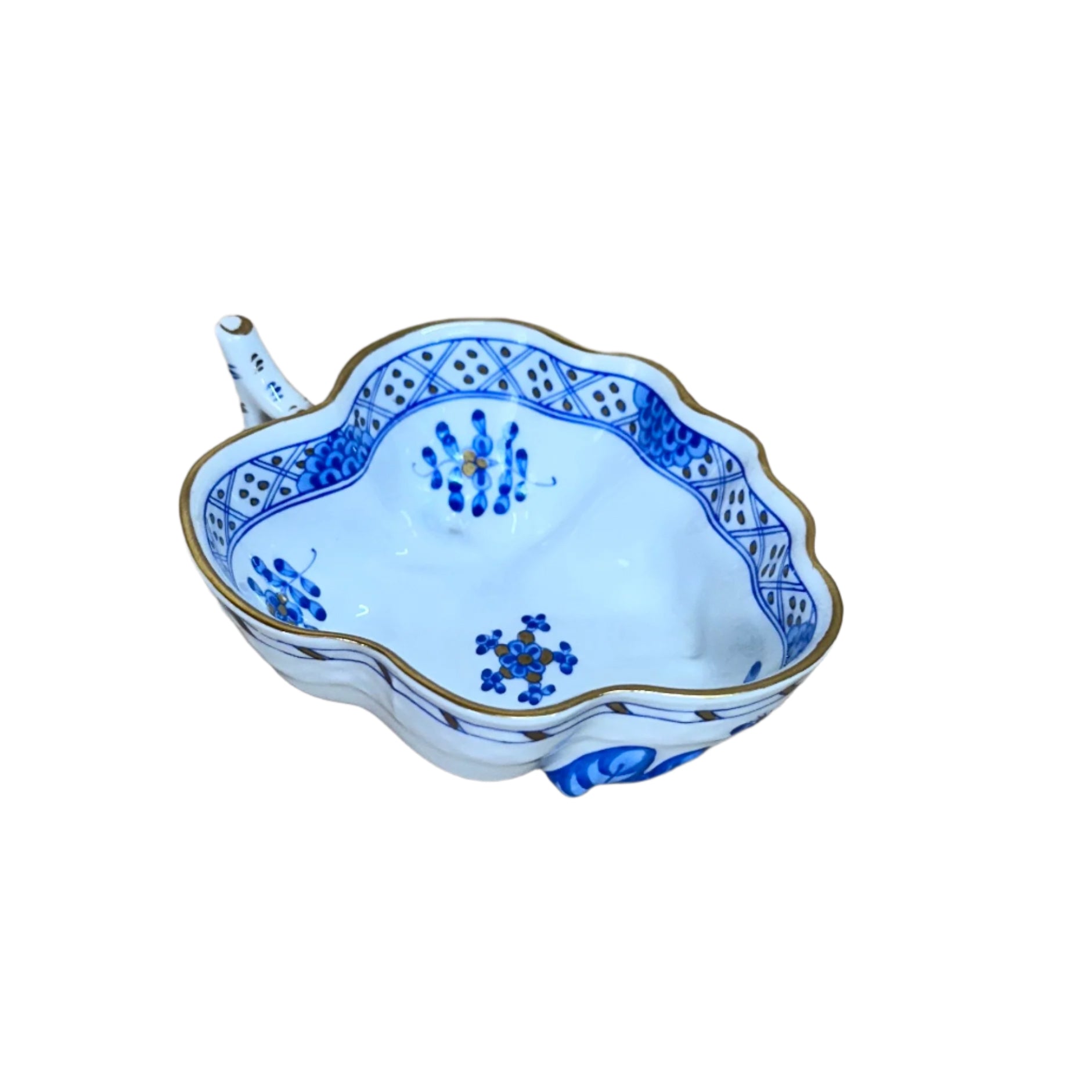 Herend Porcelain Blue Garden Small Leaf Motif Bowl 680/WB