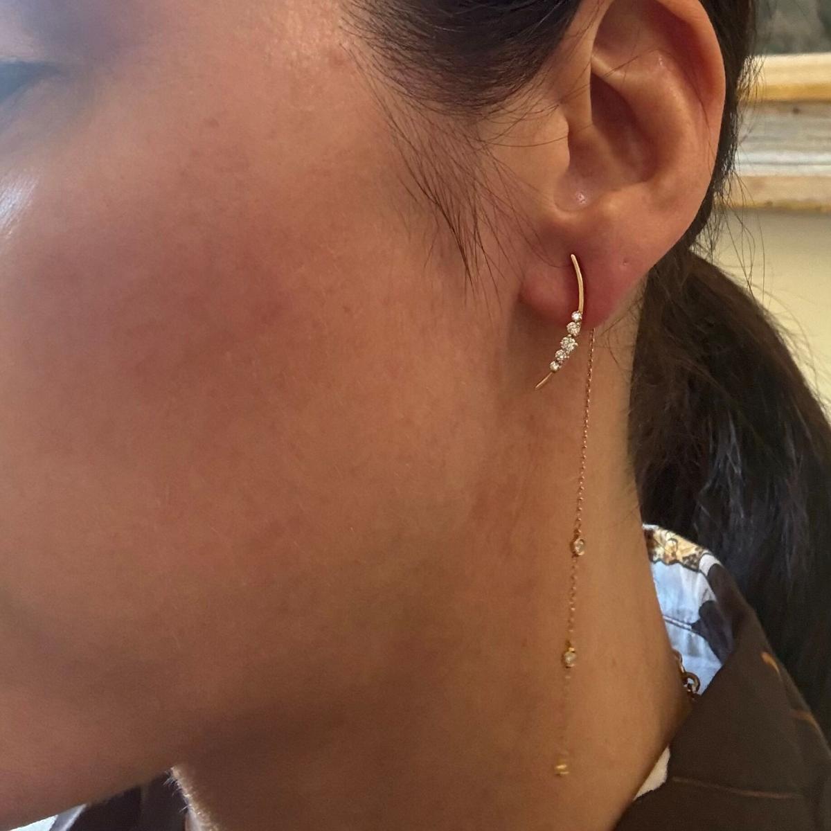 18k Gold Diamond Stud Drop Earrings